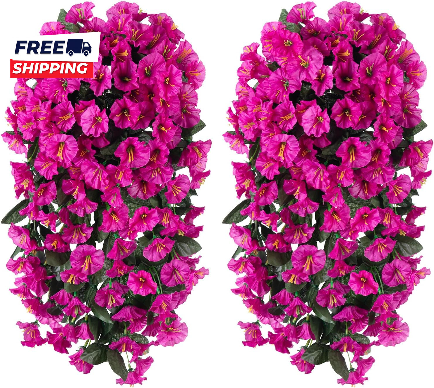 Artificial Fake Hanging Flowers Plants for Outdoor outside Decoration 2PCS Faux
