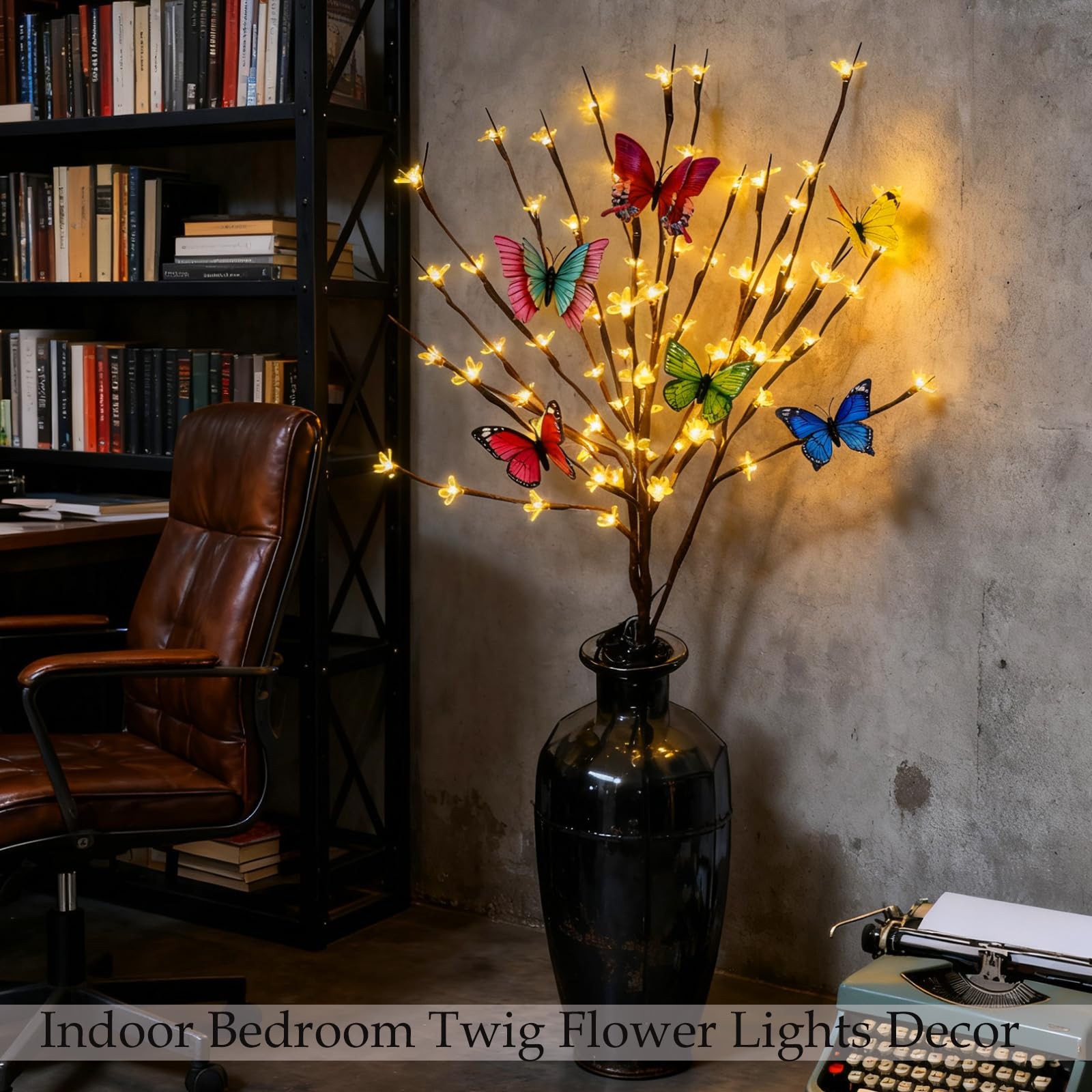 60 Battery Lighted Butterfly Twig for Indoor Vase Filler Flowers Decor