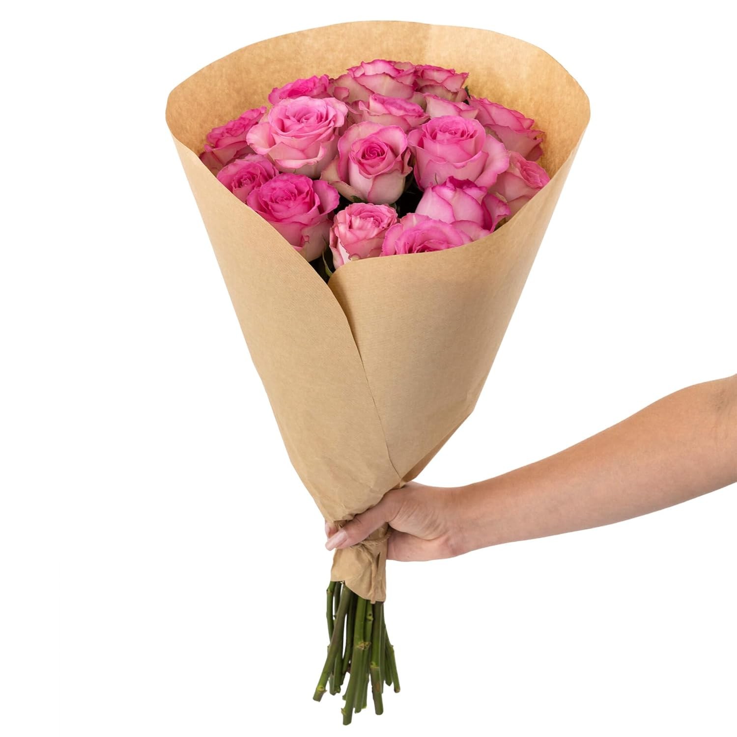 18 Pink Roses Bouquet – Fresh Cut Flowers-Lasting Roses for Gifts, Birthdays & A