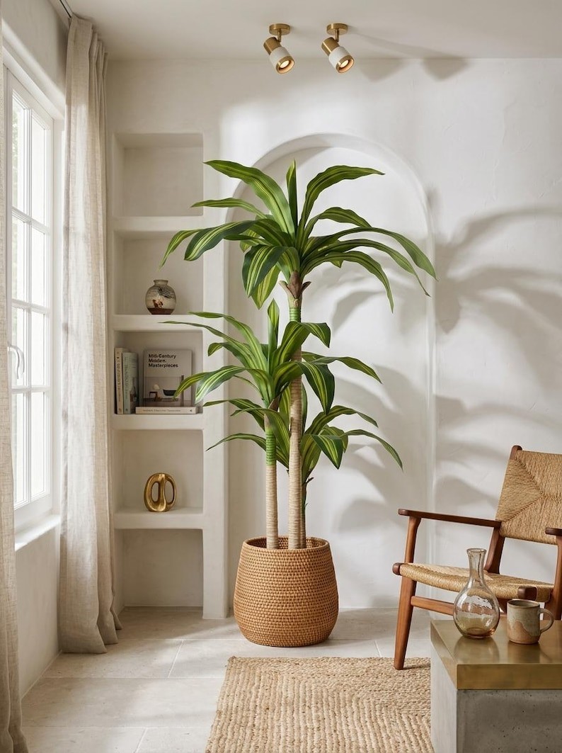Artificial Dracaena Tree 6ft | Faux Plant Indoor | Modern Home Office Decor