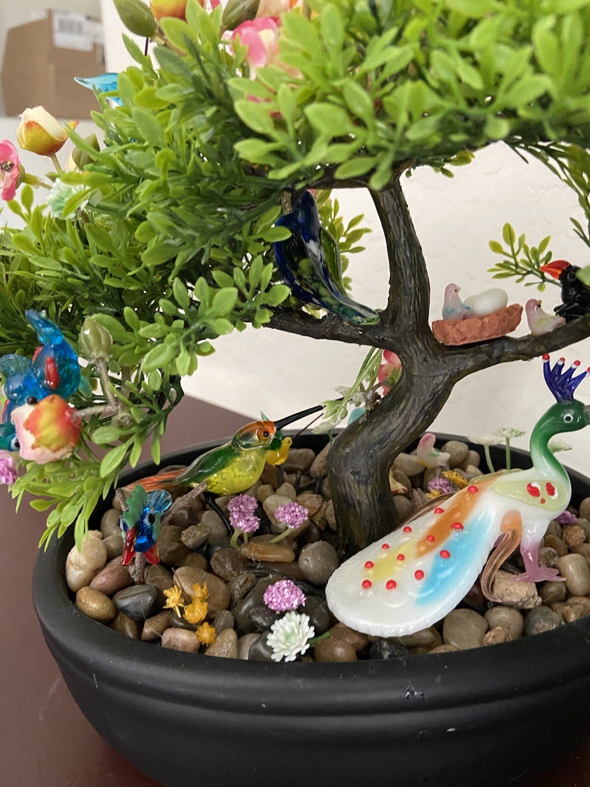 Artificial Bonsai Tree, Small Fake silk Plants Decor, Indoor Faux Potted Plant