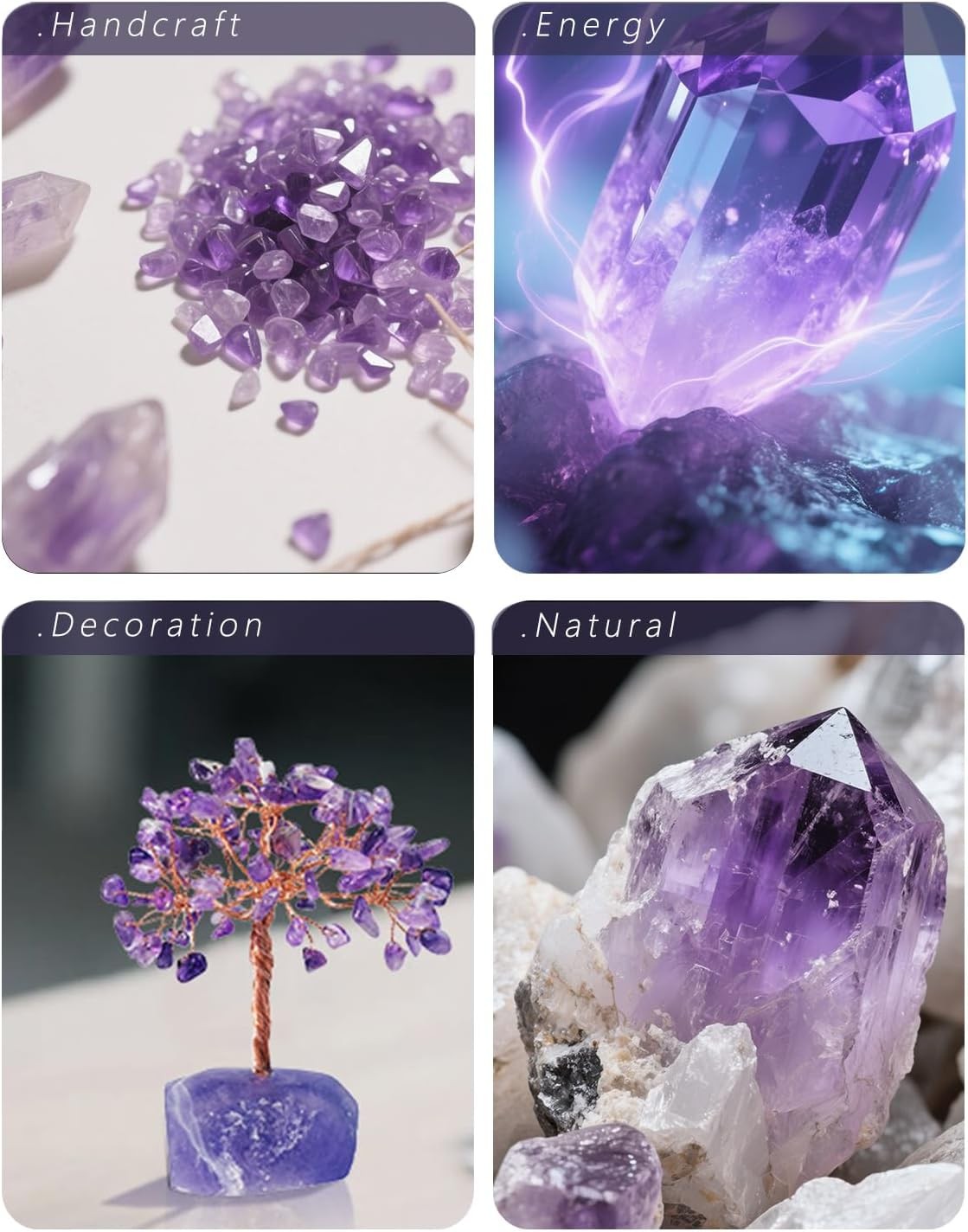 Tree of Life Healing Crystal Trees for Home Decor, Purple