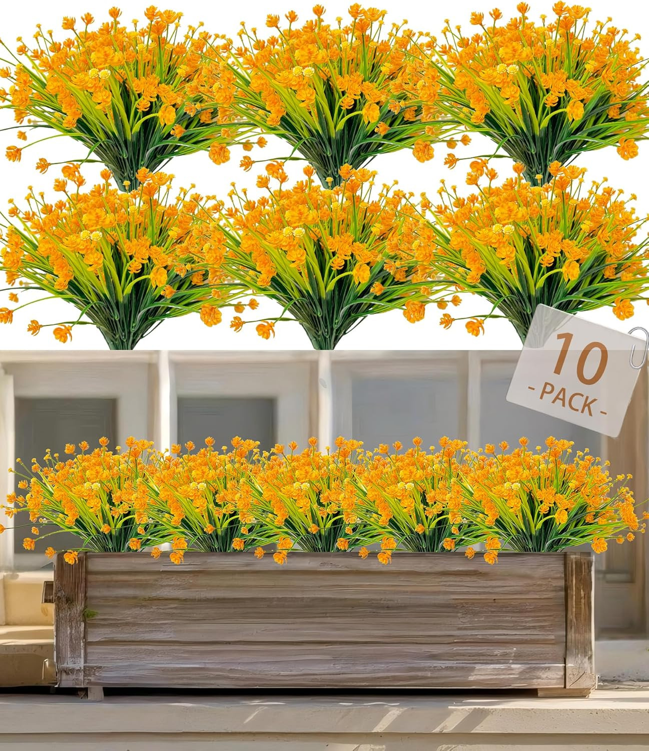 10 Bundles Faux Plastic Flowers No Fade Artificial Flowers Home Decoration Plast