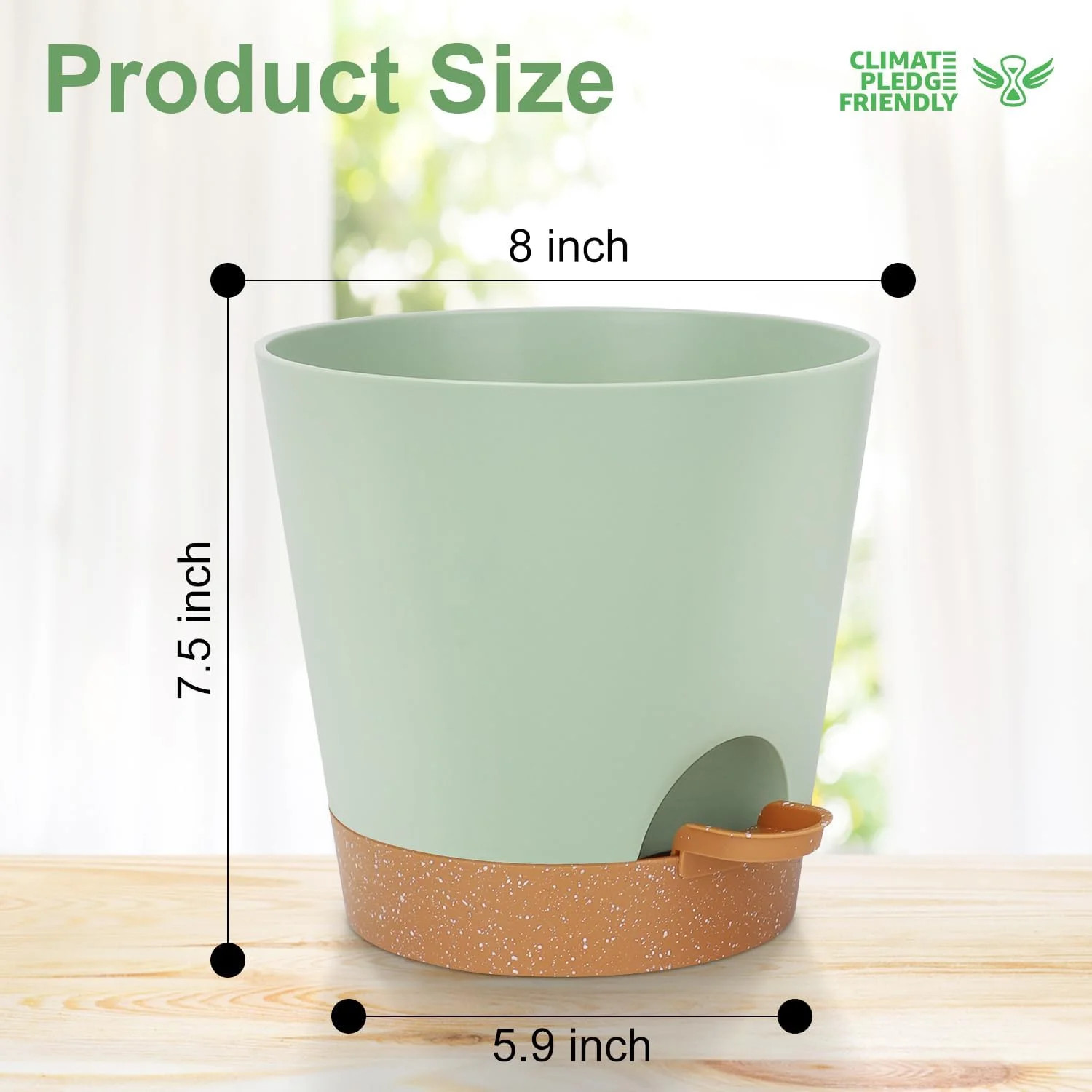 YNNICO 8-Inch Plant Pots, Self-Watering Planters with Drainage Holes & Saucers f