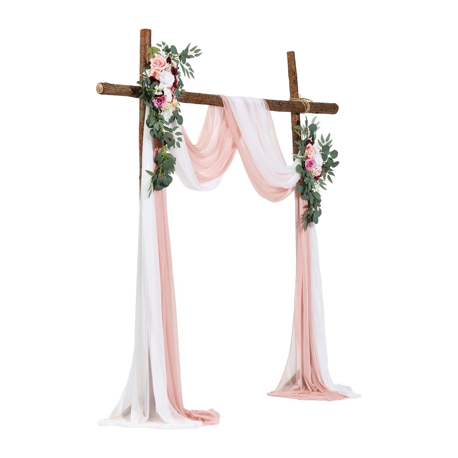 Reusable Wedding Arch Flowers with Soft Touch Sheer Drape