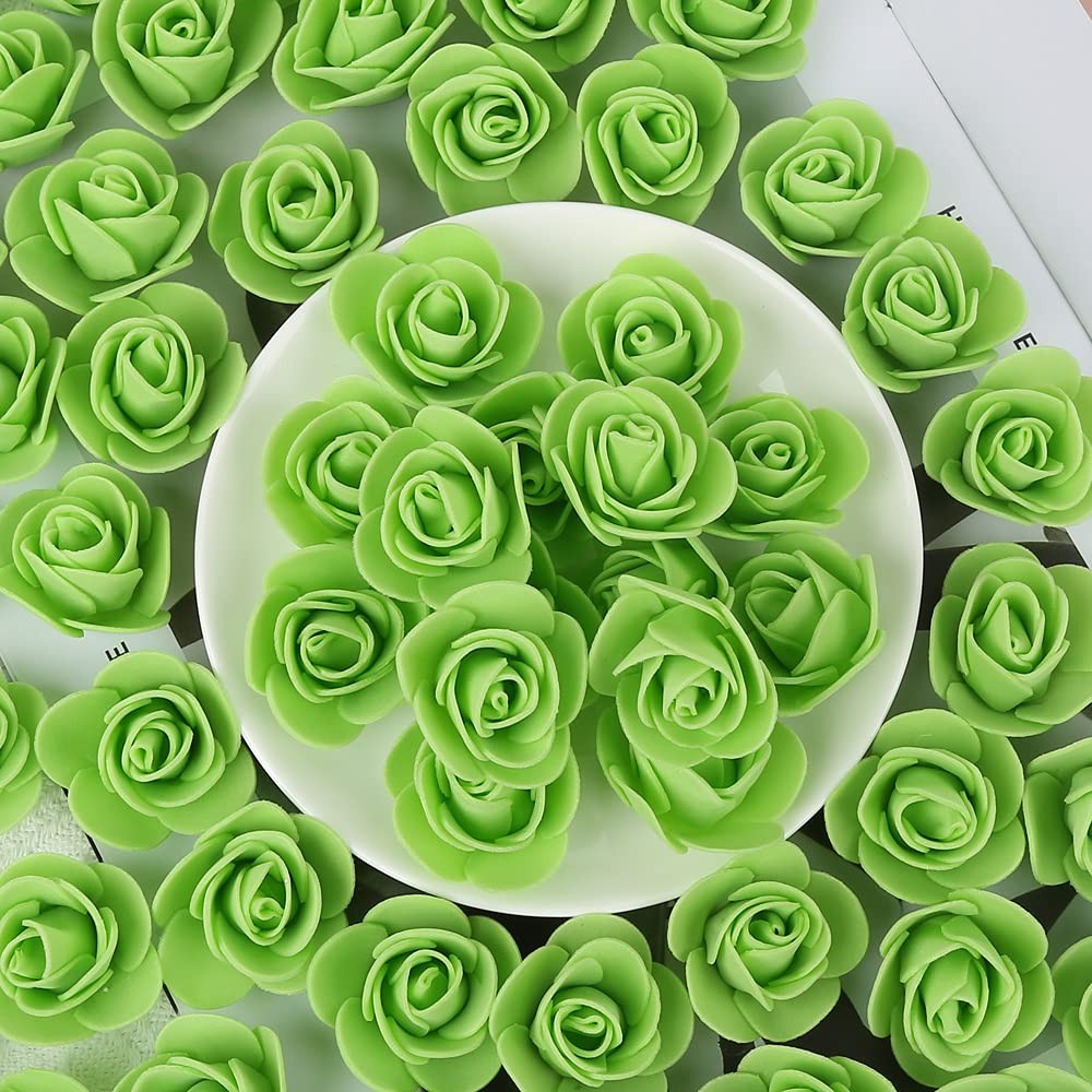 500 PCS Fruit Green Mini Foam Artificial Rose Head Bulk Fake Flower Crafts