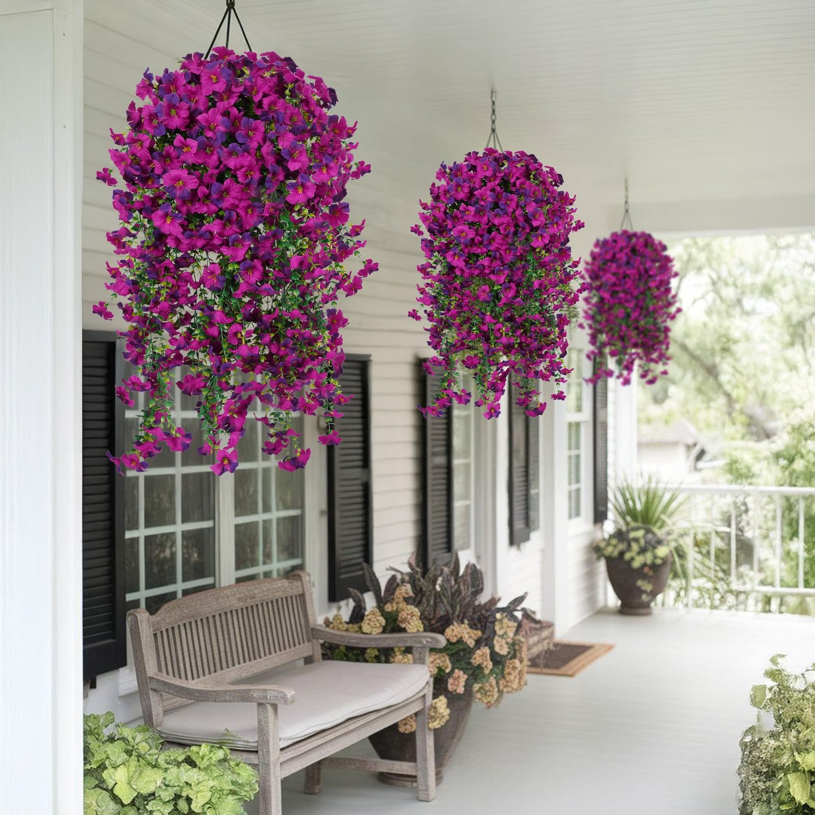 3PCS 396 Heads Artificial Morning Glory Flowers for Outdoors Faux Hanging Flo…