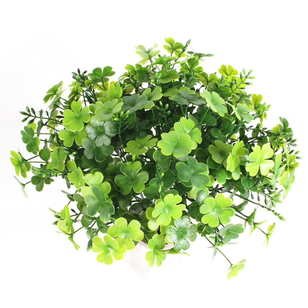 5 PCS Artificial Shamrock Flower Bush Fake Clover Plants for St Patricks Day,…