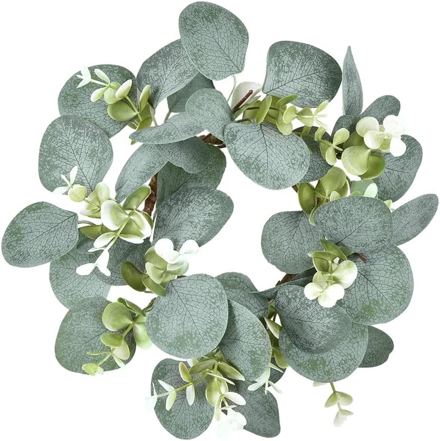 “LSKYTOP 9” Eucalyptus Faux Greenery Wreath Farmhouse Kitchen Door Wall Decor”