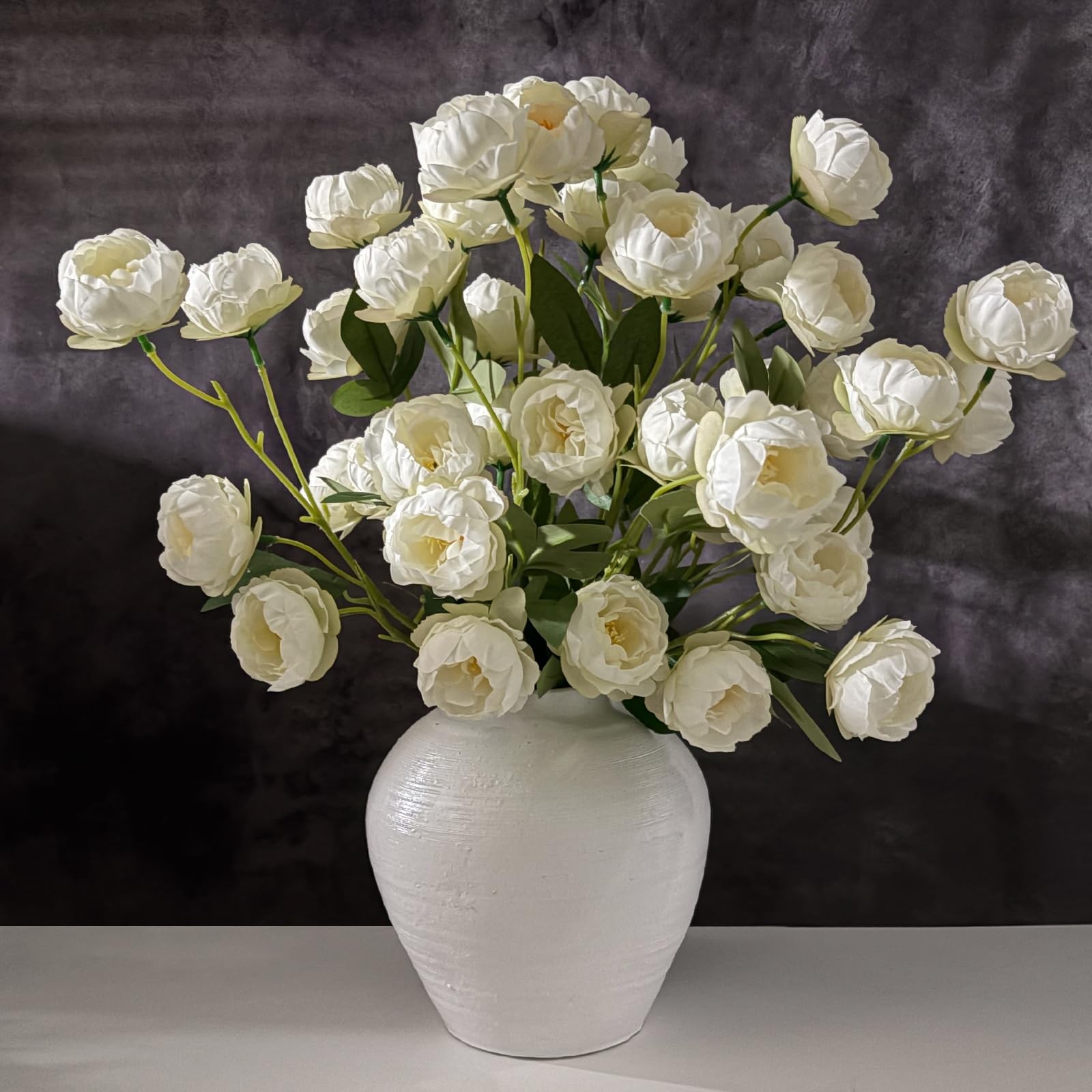 6 Pack 30″ Long Stem Faux Peonies Artificial Flowers, 42 Silk Peony Heads for…