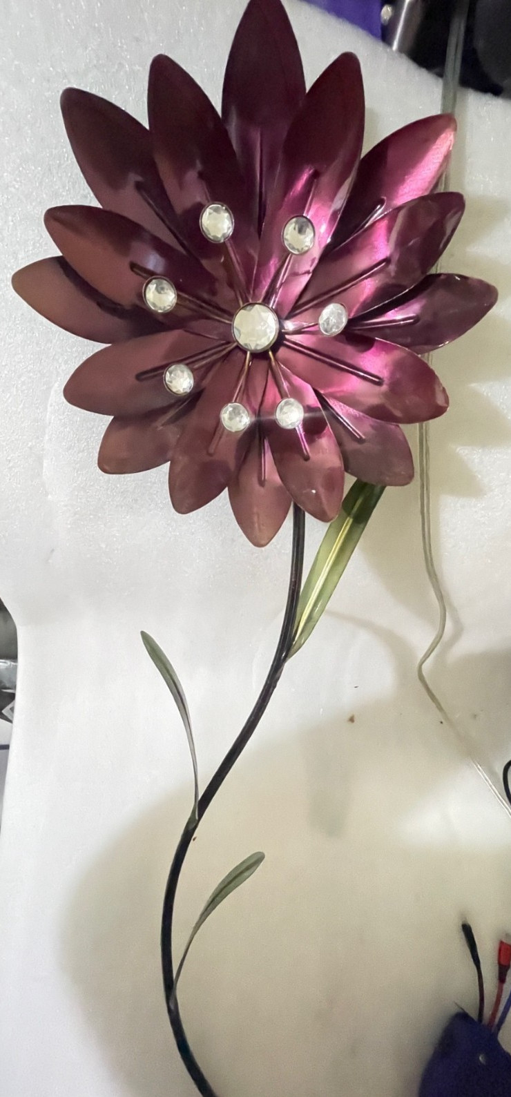 Indoor Outdoor Flower Stem with Clear stones 23″L x 8″W (S)