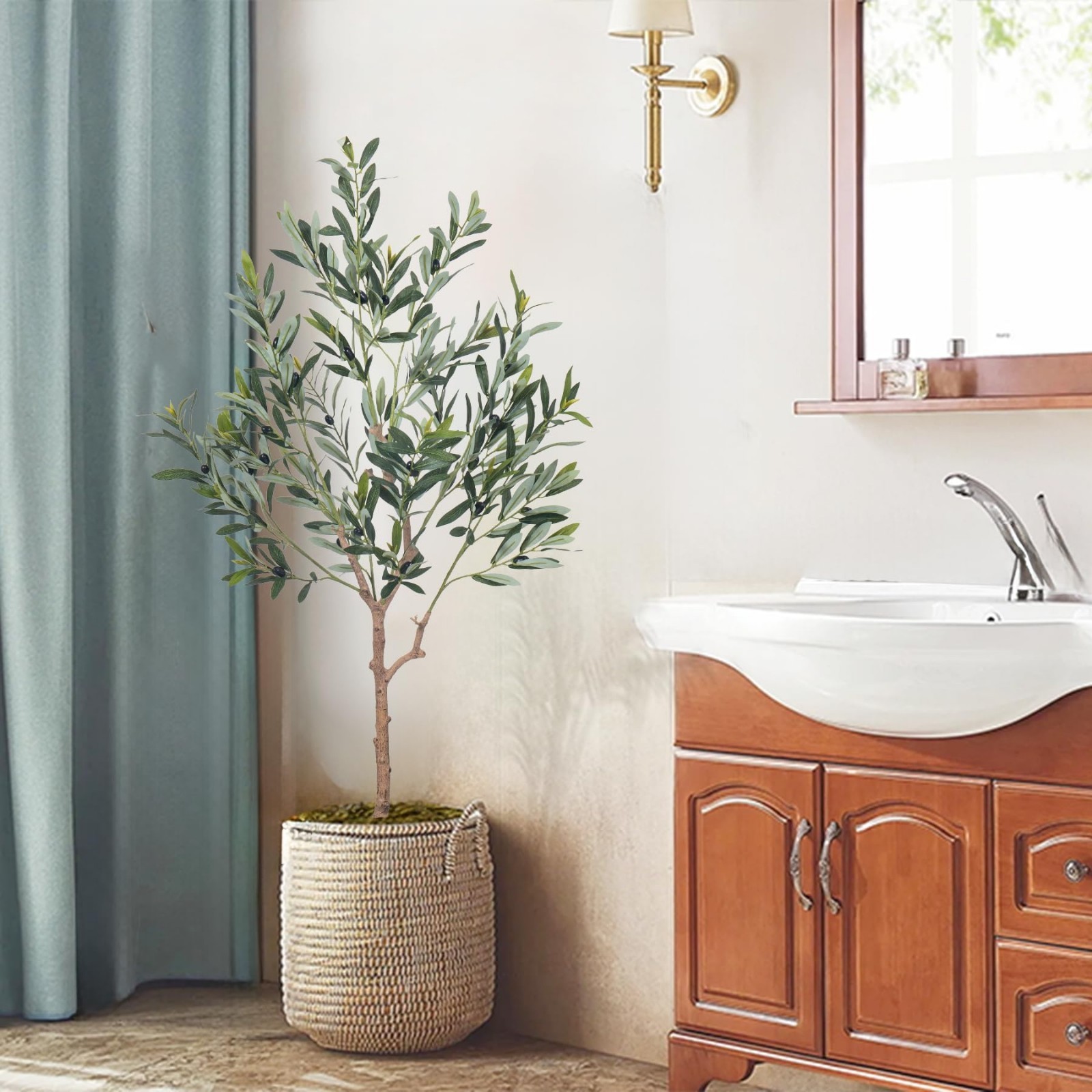 4FT Artificial Olive Tree – Realistic Mediterranean Silk Plant, Lifelike Home De