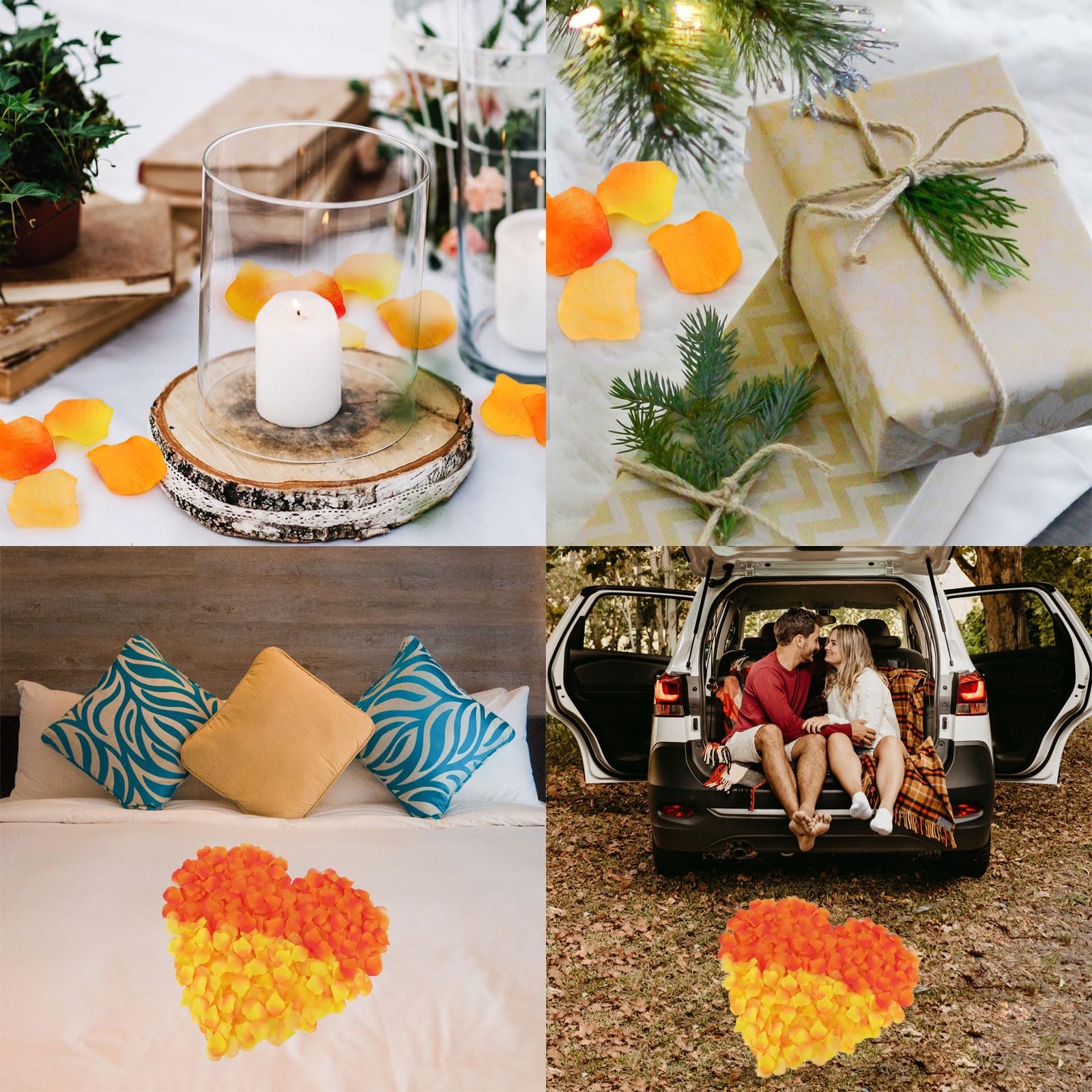3000 PCS Orange Yellow Artificial Rose Petals Wedding Flower Decor Supplies