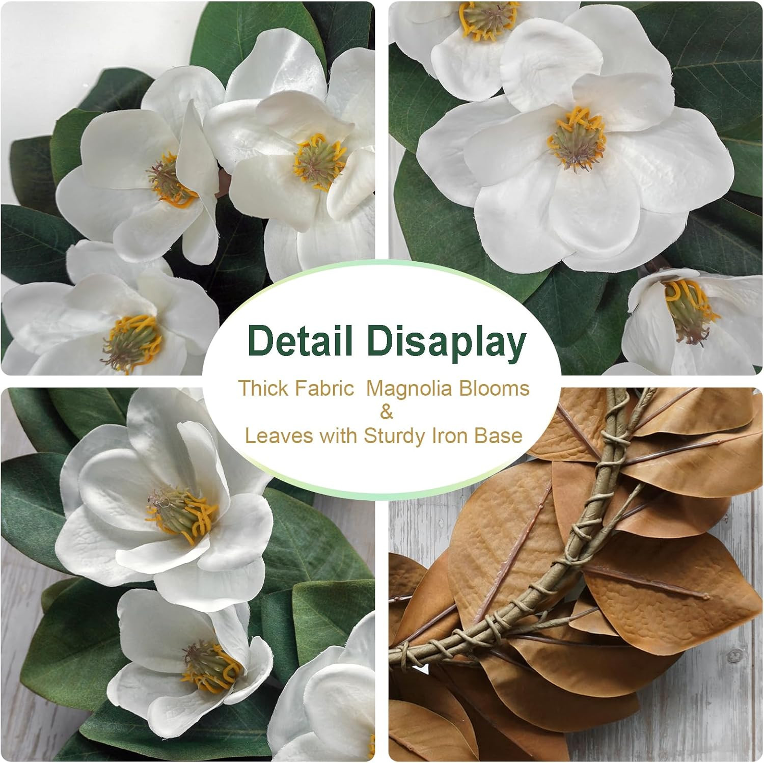 24″ Faux Magnolia Wreath for Year-Round Home Decor – Front Door & Wall Accent