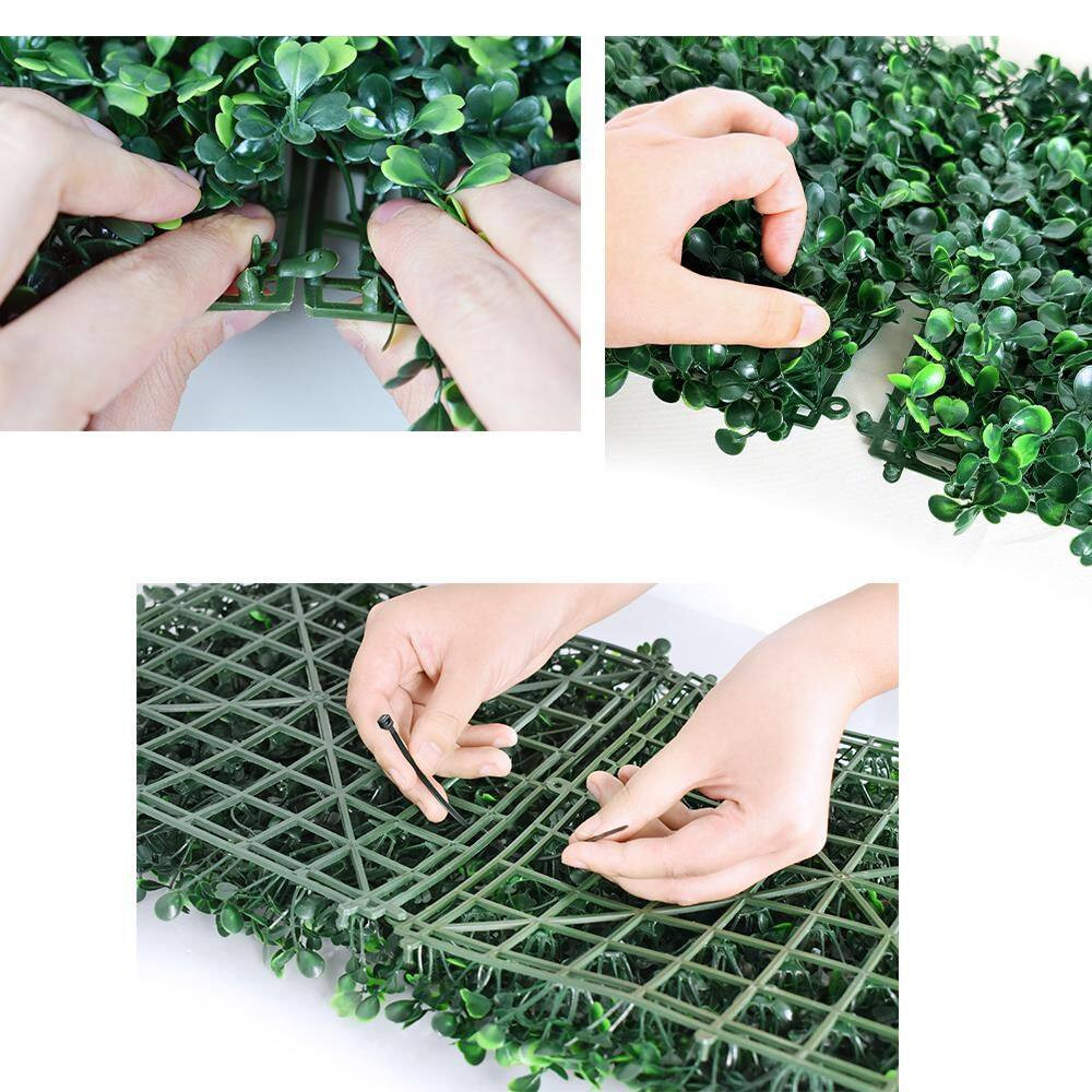 12- Pieces 20 In. X 20 In. Artificial Boxwood Hedge Greenery Wall Grass Topiary