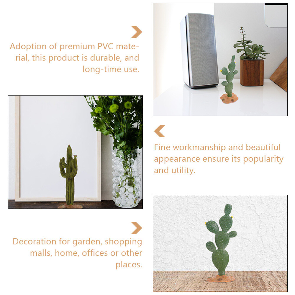 2PCS Simulated Cactus Adornments Lifelike Cactus Figurine Cactus Modeling Statue