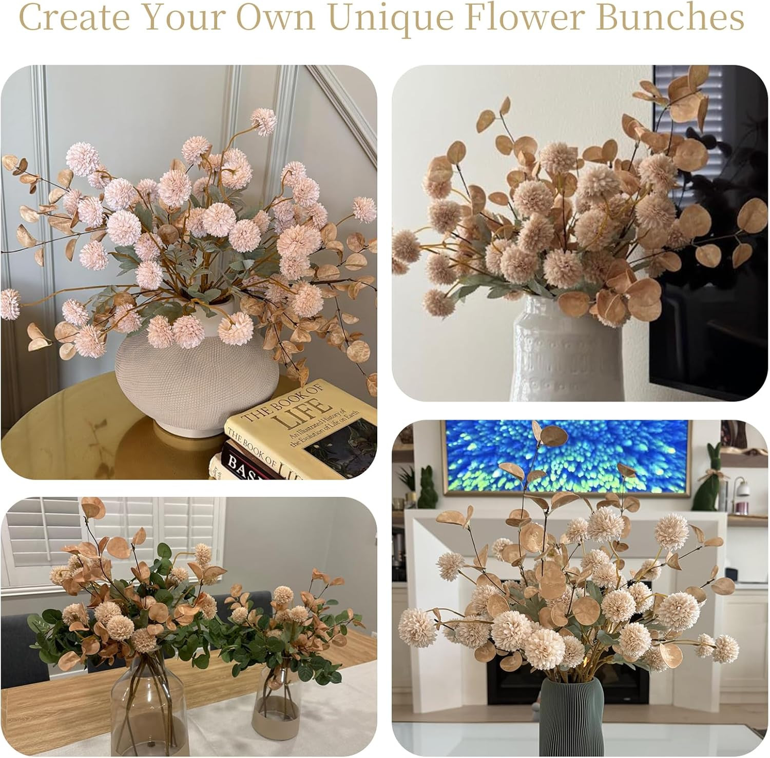 6Pcs Spring Flowers Artificial Fake Flowers Bulbs Silk Faux Chrysanthemums Flore