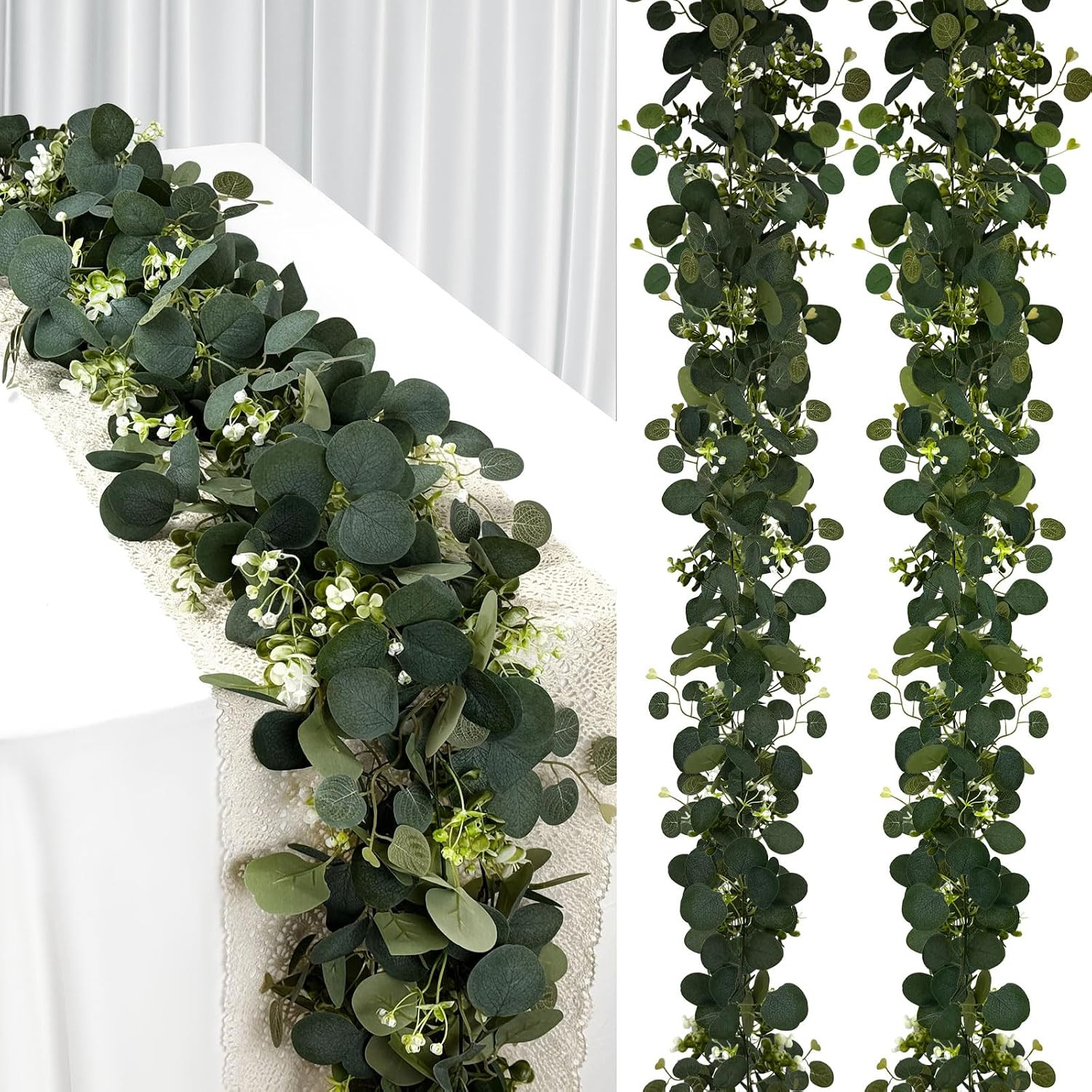 Eucalyptus Garland, 6FT Green Flower Garland Decor, Artificial Faux Eucalyptus L