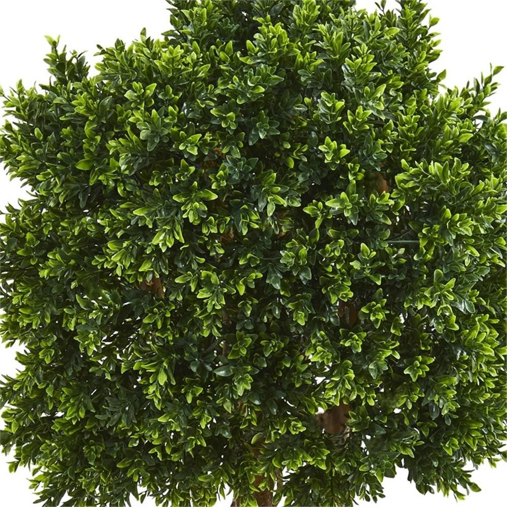 Pemberly Row 46″ Boxwood Artificial Topiary Tree UV Resistant in Green/Black