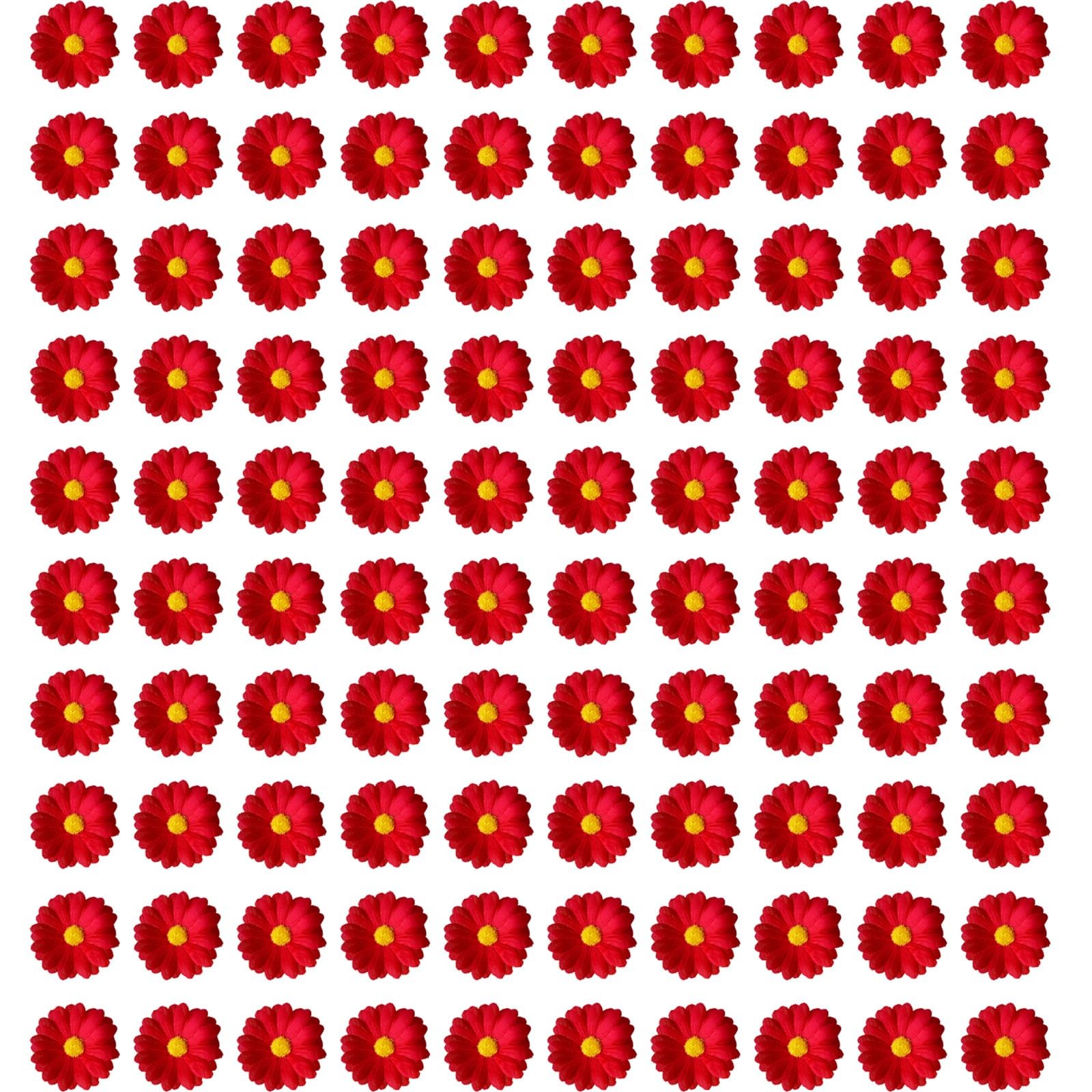 100Pcs Mini Silk Fake Flower Heads Small Faux Daisy Bulk for Crafts 3D Felt F…