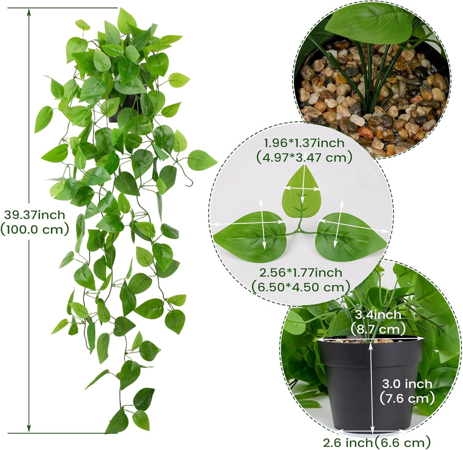 Small Fake Hanging Plant Artificial Potted Plants for Indoor Outdoor Aestheti…