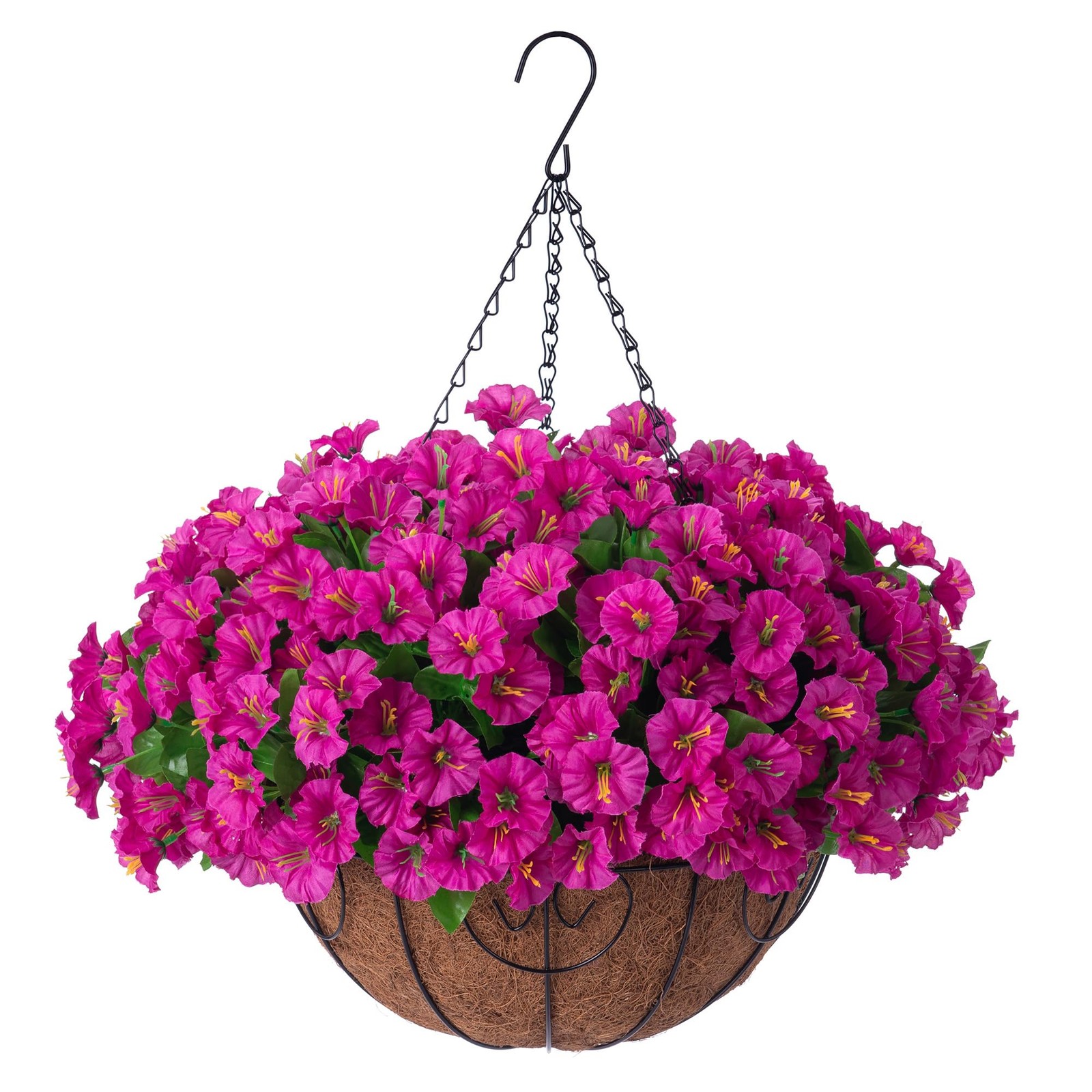 Ammyoo Artificial Hanging Flower Plants with Basket for Outdoor Decoration, F…