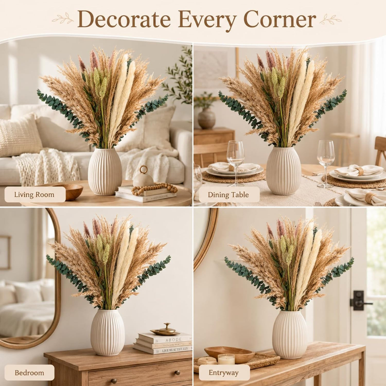 35PCS Dried Pampas Grass Decor – 7 Varieties Small Dried Flower | Dried Pampas G
