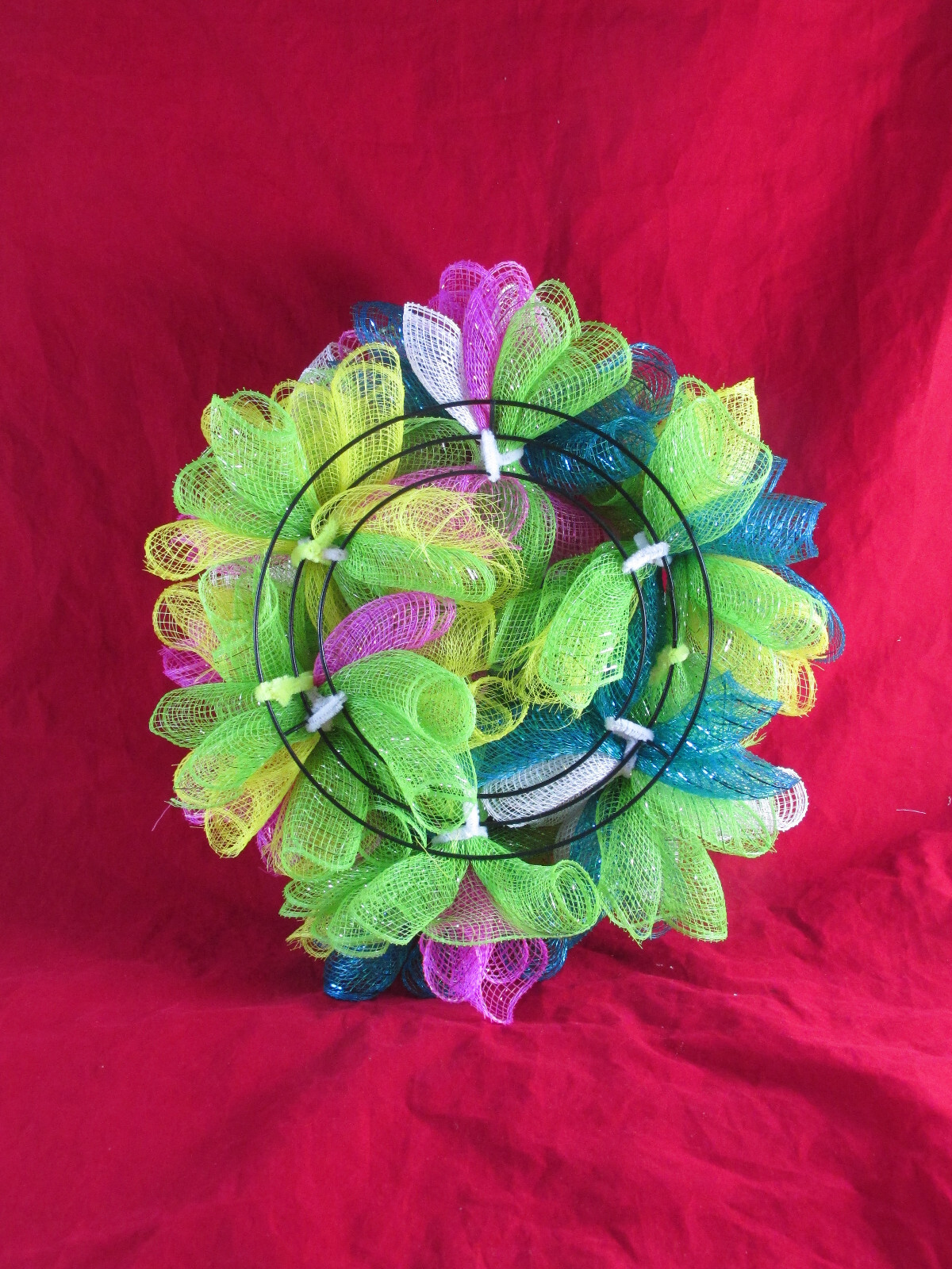 8 Inch Spring Cruffle Deco Mesh Ribbon Wreath