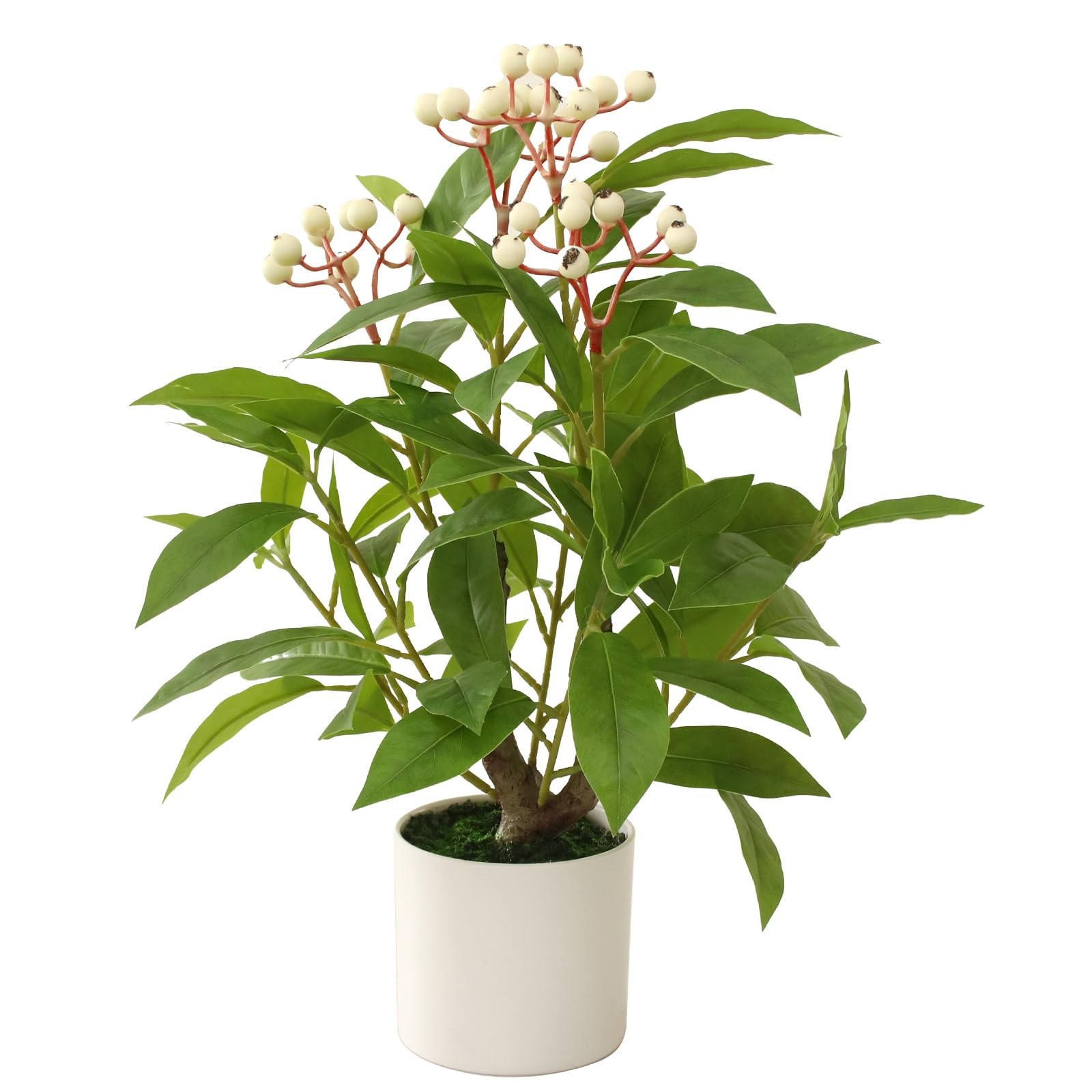 Artificial Greenery Potted Tree, 16″ Indoor Fake Greenery Tree in Pot Faux Gr…