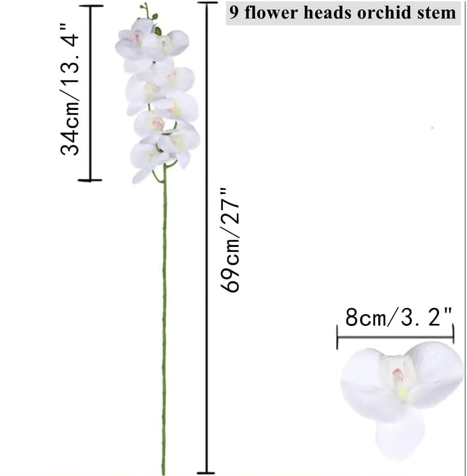 27inch Tall Artificial Phalaenopsis Flowers 6 Pcs White Artificial Orchid Flower
