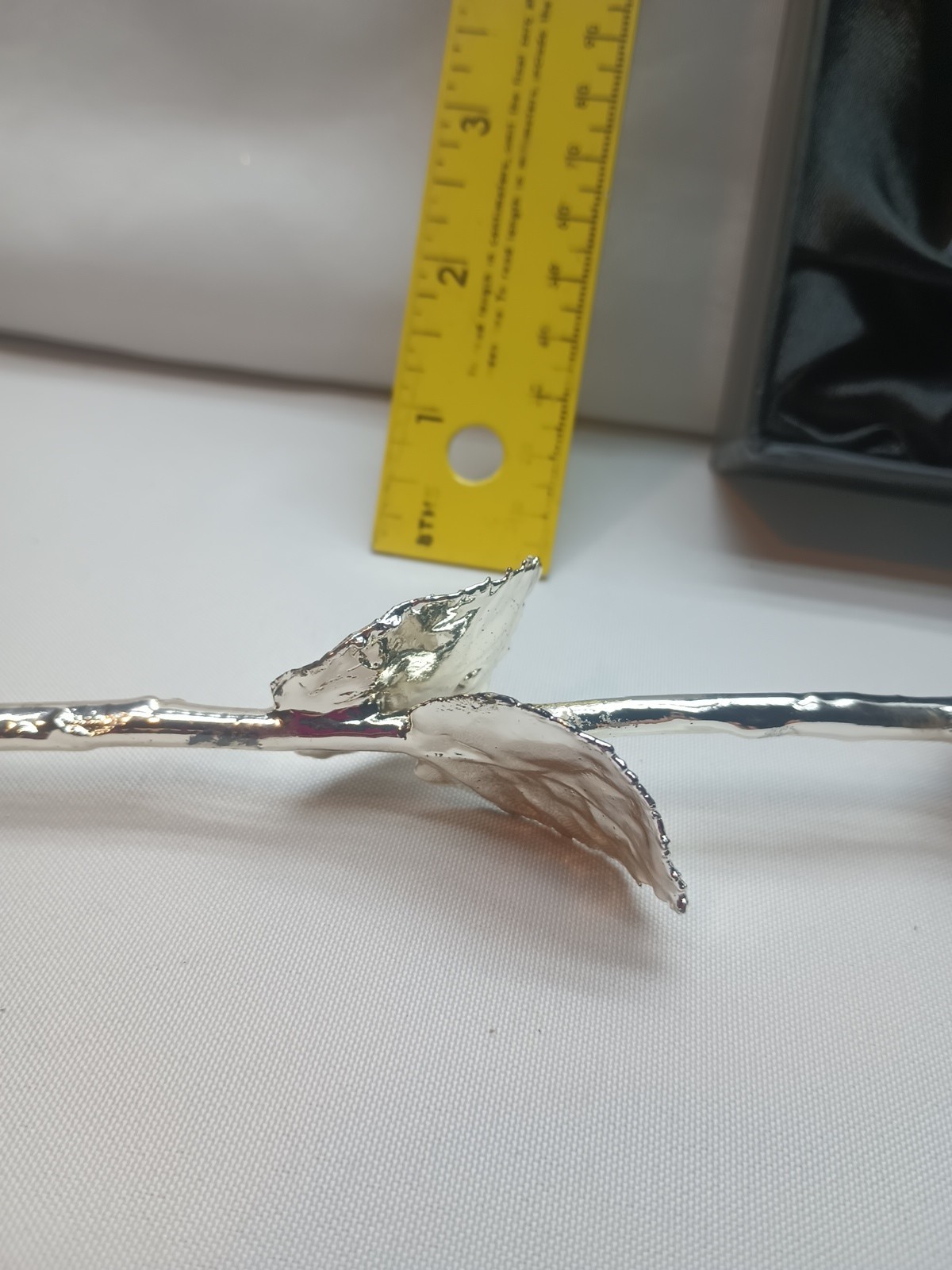 Genuine Silver Dipped Rose – Stem Petals and Leaves 12″