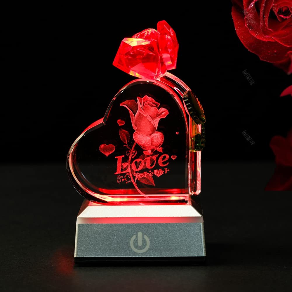 Heart Shaped Crystal Rose Valentine’s Day Home Decoration Gift For Wife Mom