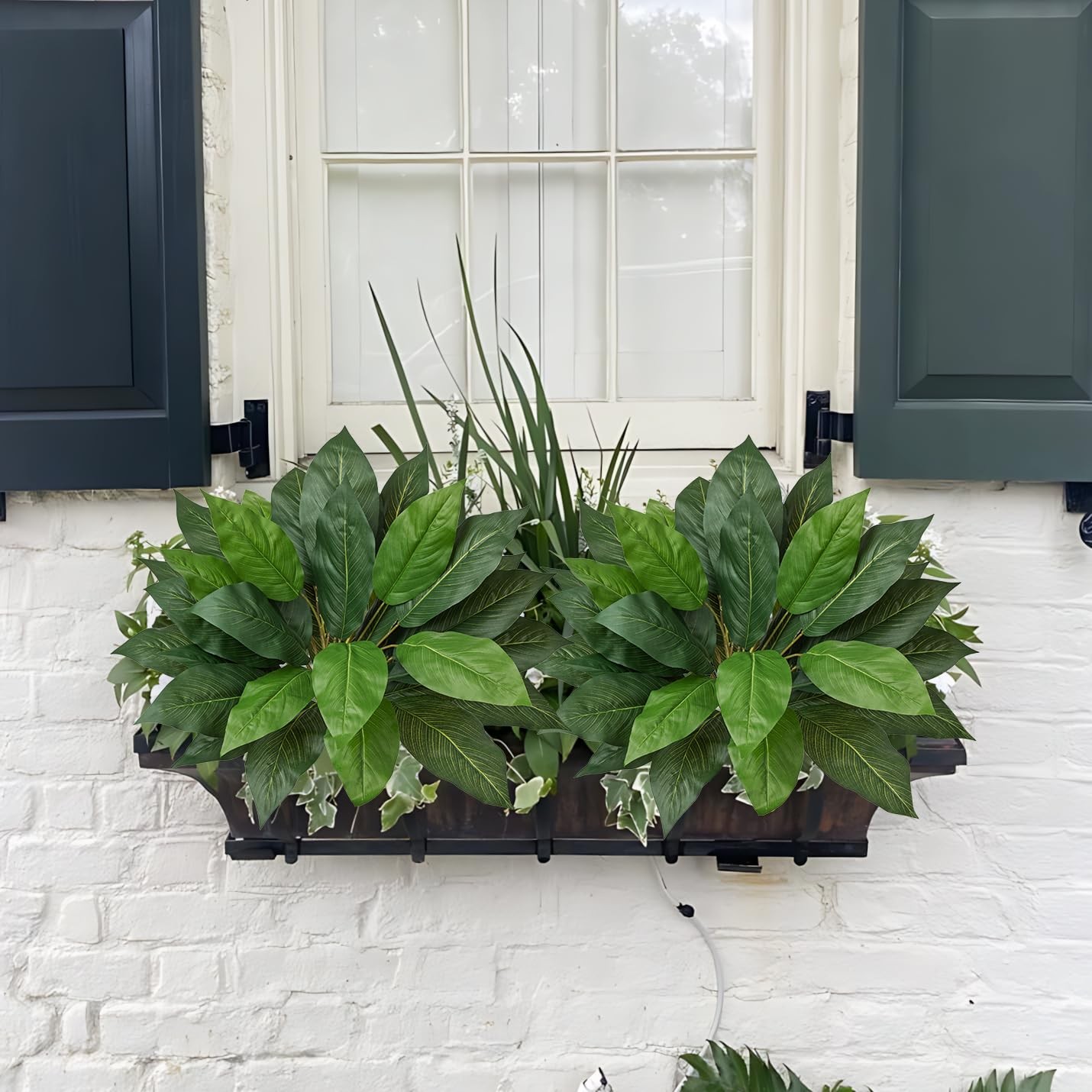 Artificial Plant Stems Zebra Leaves – 3 Pcs Fake Zebra Plant Brunches 18.5″ F…