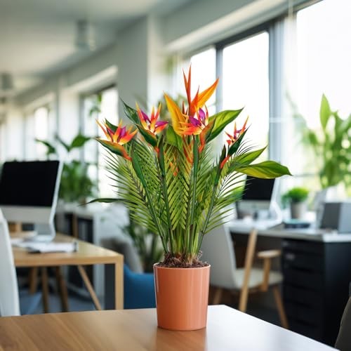 8 PCS Bird of Paradise Artificial Plant Combo Palm （c）31.5 Inch Orange（8 Pcs）