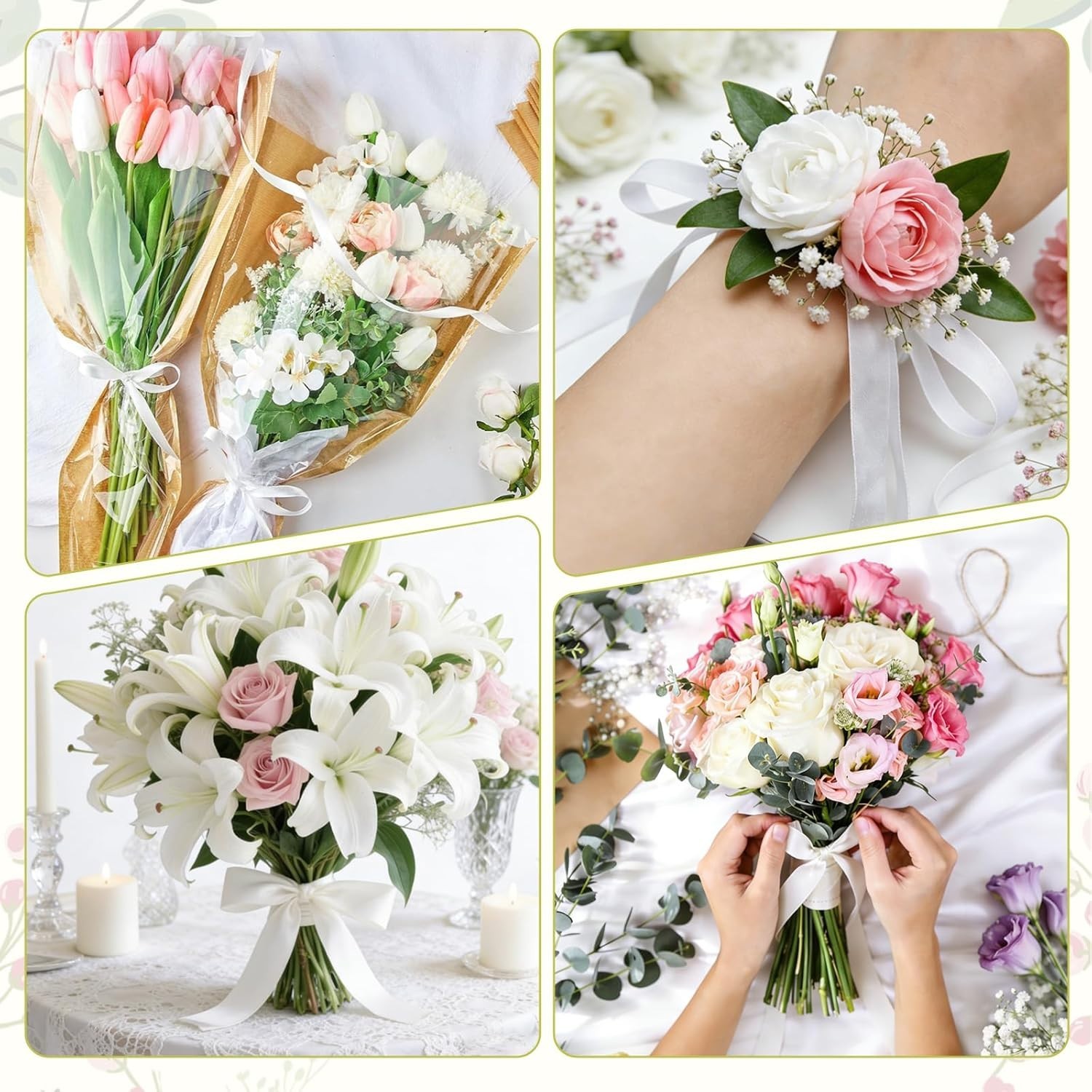 Wedding Ready: Complete Floral Arrangement Kit with Green Tape & Wrapping Bags