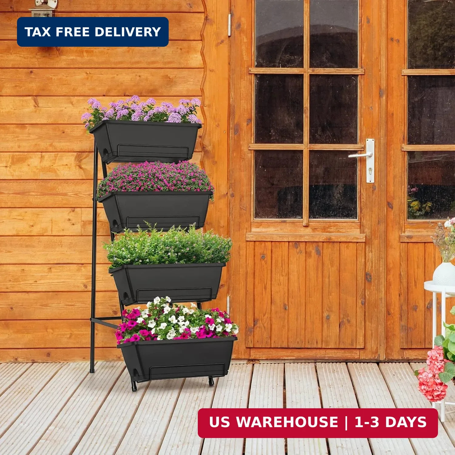OYEAL Raised Garden Bed 4 Tier Vertical Garden Planters Indoor Outdoor Raised Pl