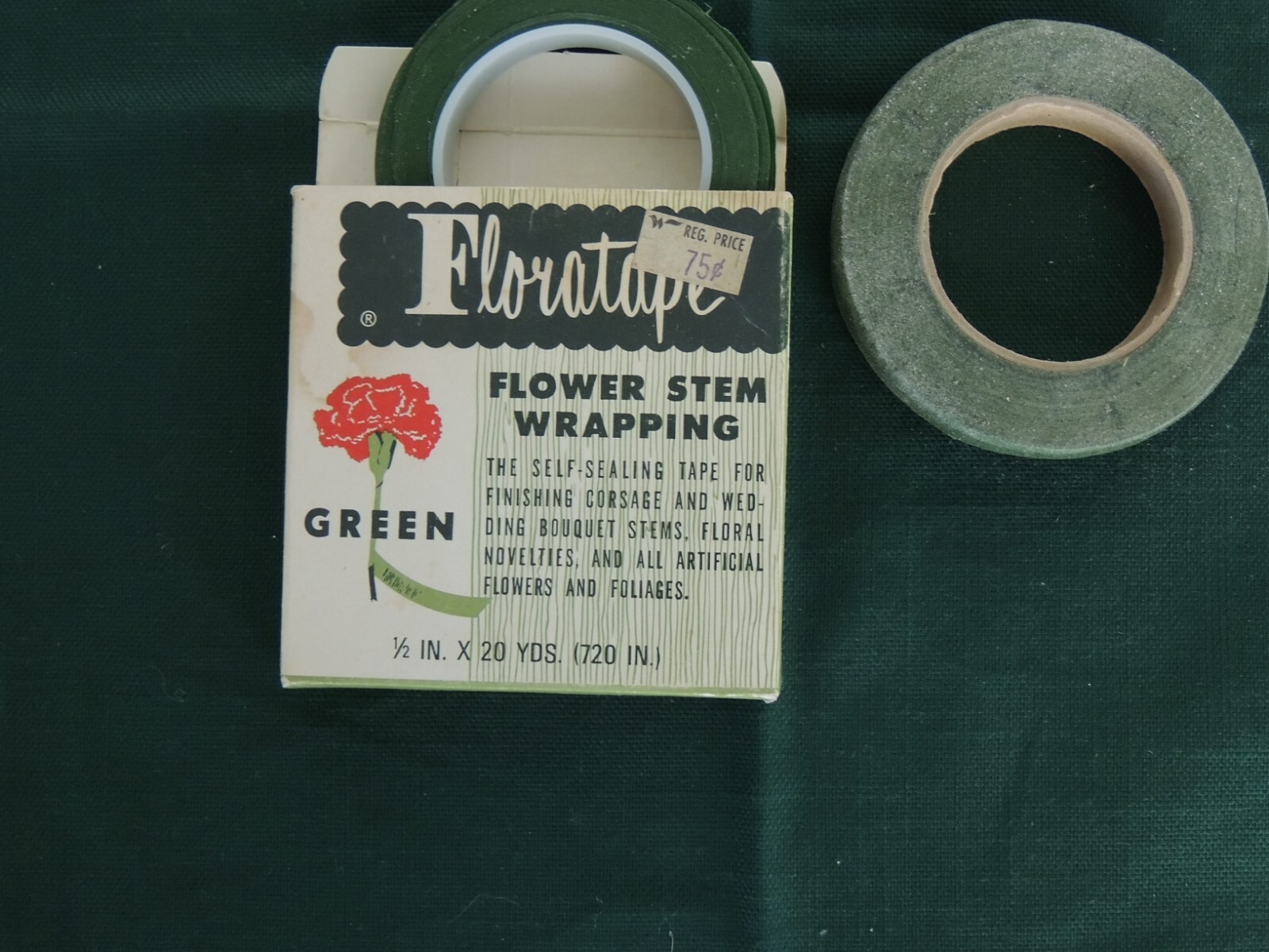 Vintage Floratape Flower Stem Wrapping, 2PC, 1/2 Yds, American Can Co.PINS,