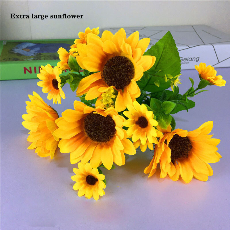 Artificial sunflower silk high quality beautiful bouquet holiday home decoration