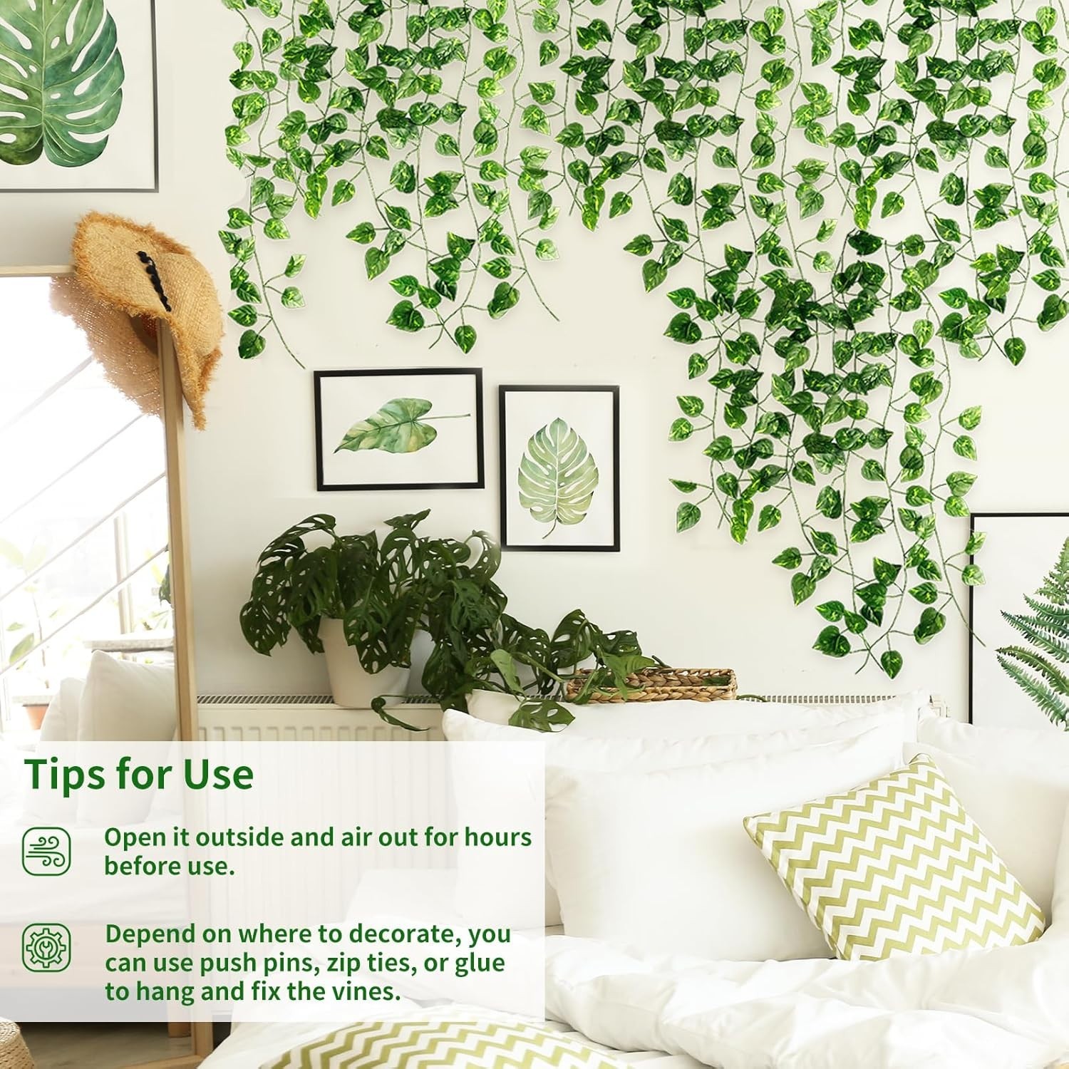 Lifelike Silk Ivy Vines – 24 Artificial Hanging Greens for Indoor & Outdoor Use