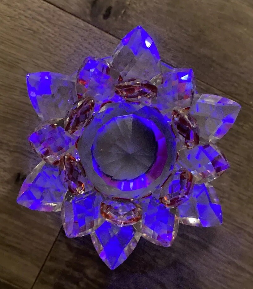 Lotus Flower On Pedestal Crystal Lights Up Changes Colors Spring Summer Beauty