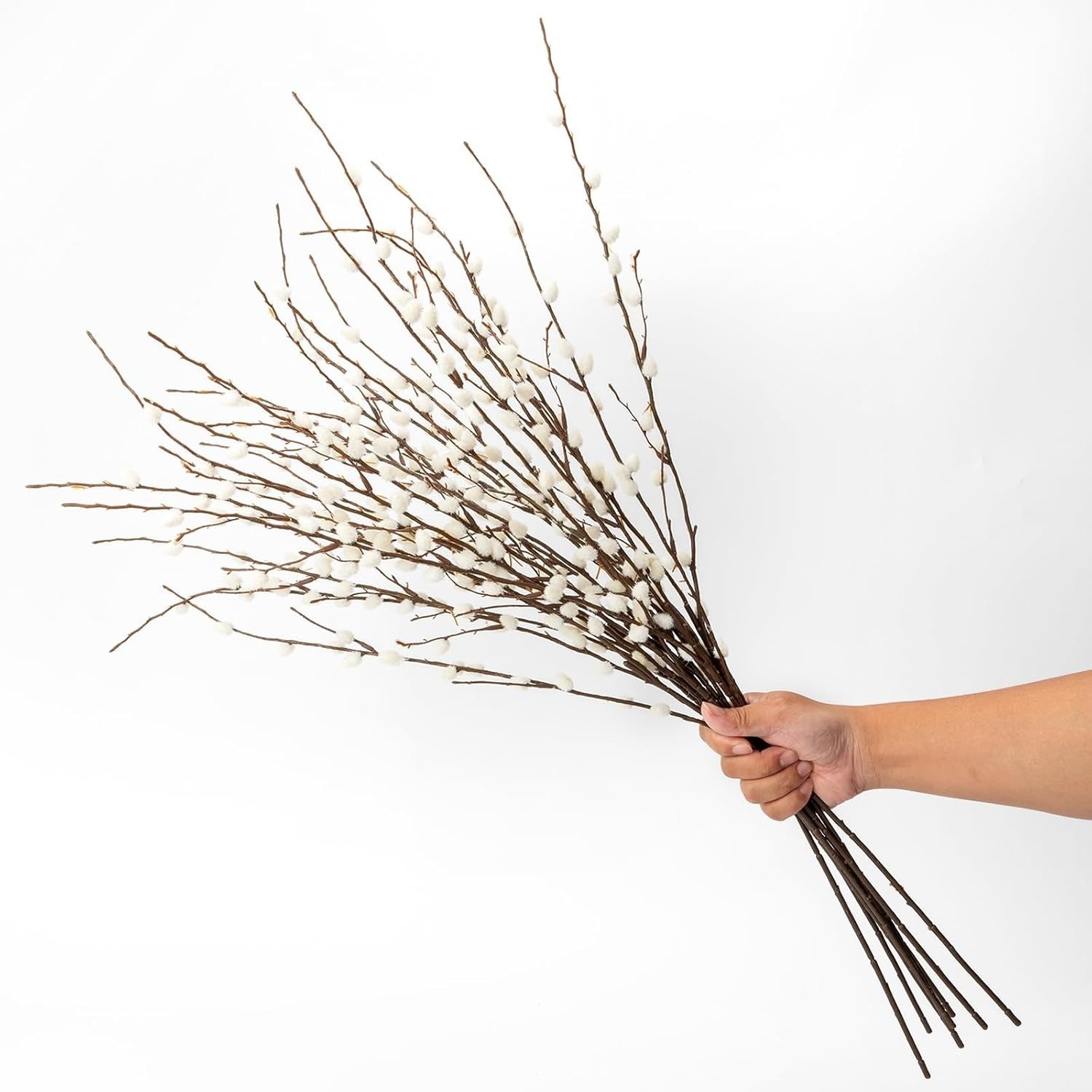 6pcs 31.4inch Artificial Pussy Willow Branches Faux Silk Stems Vase Floral Decor