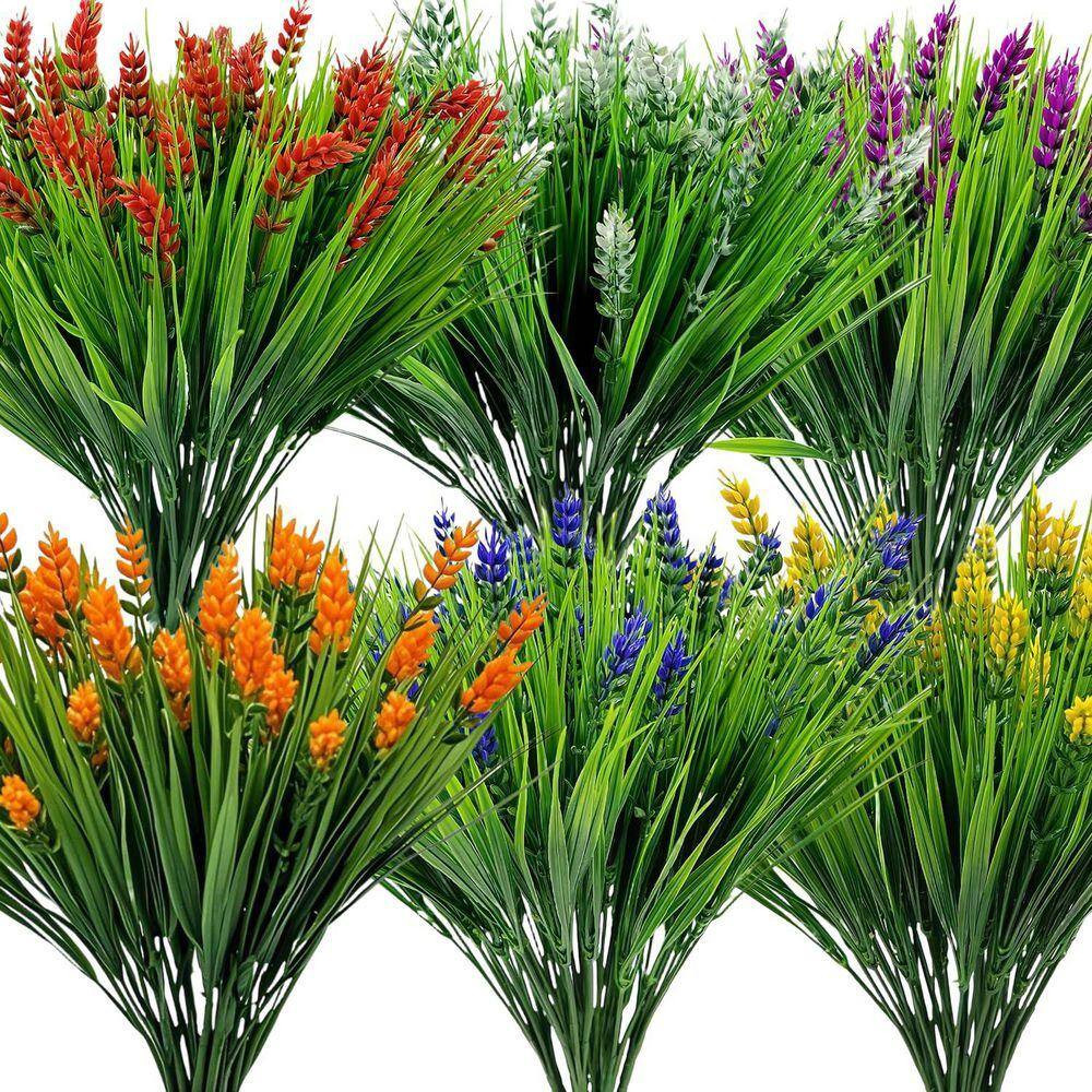 24 Bundles Faux Silk Plastic Plants for Spring Summer Decor, 14 In. Multi-Colore