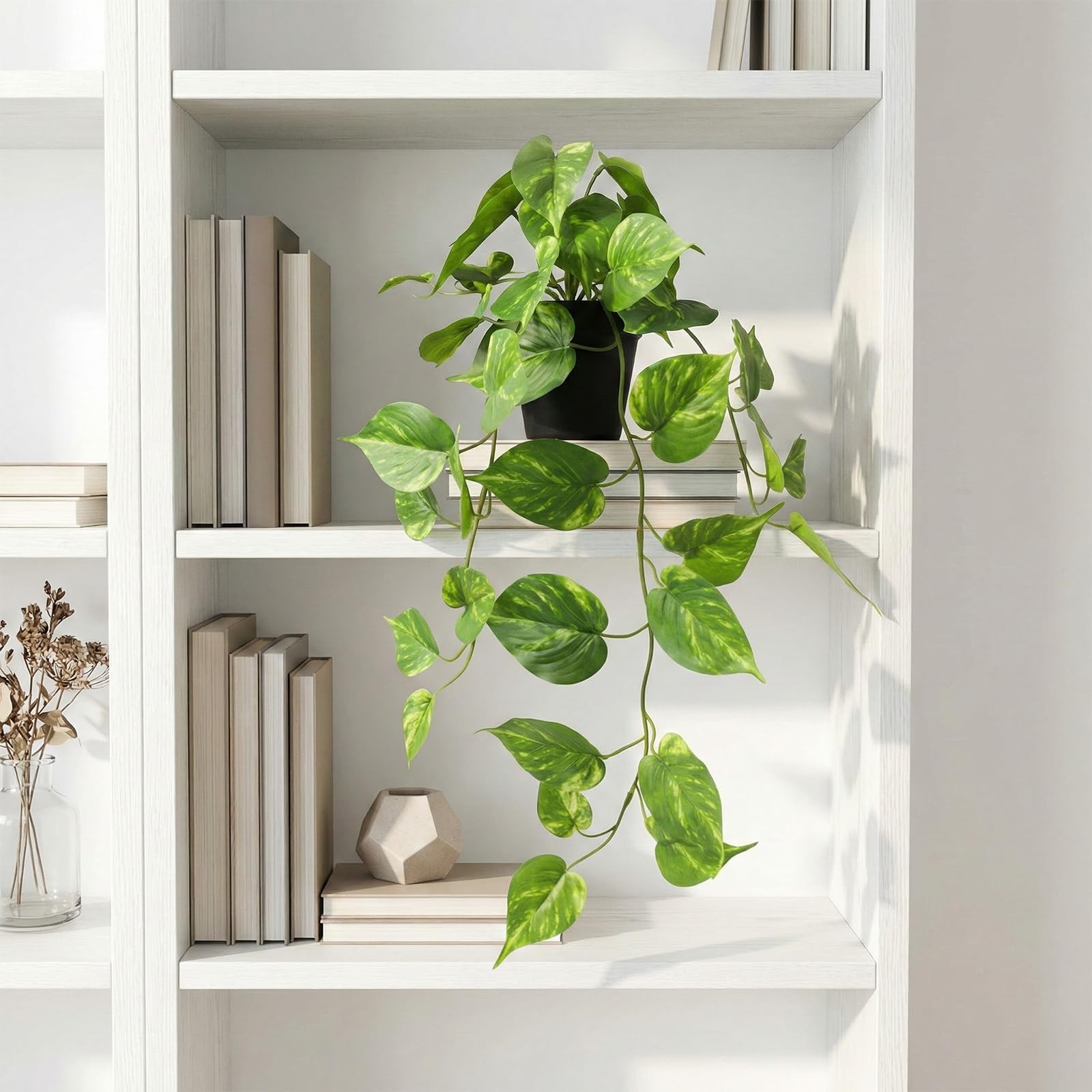 Fake Pothos Hanging Plants Artificial Plastic Ivy Vines Realistic Greenery