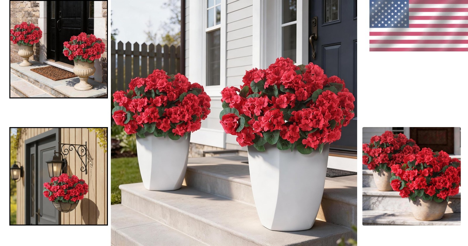 24 Bundles of UV-Resistant Artificial Geranium Flowers for Elegant Decor