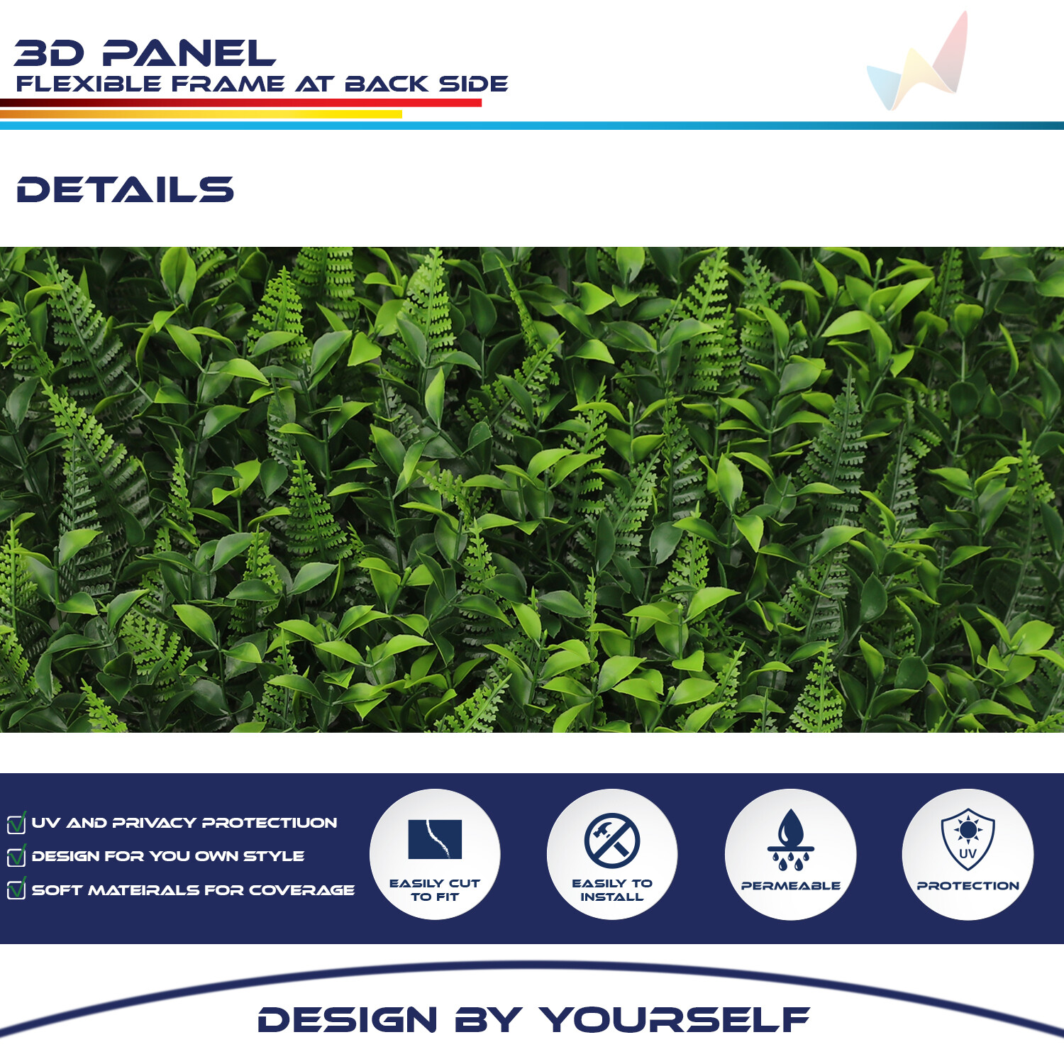 20×20″ Artificial Faux 3D Mix Fern Mat Privacy Fence Screen Decor Panel Hedge #9