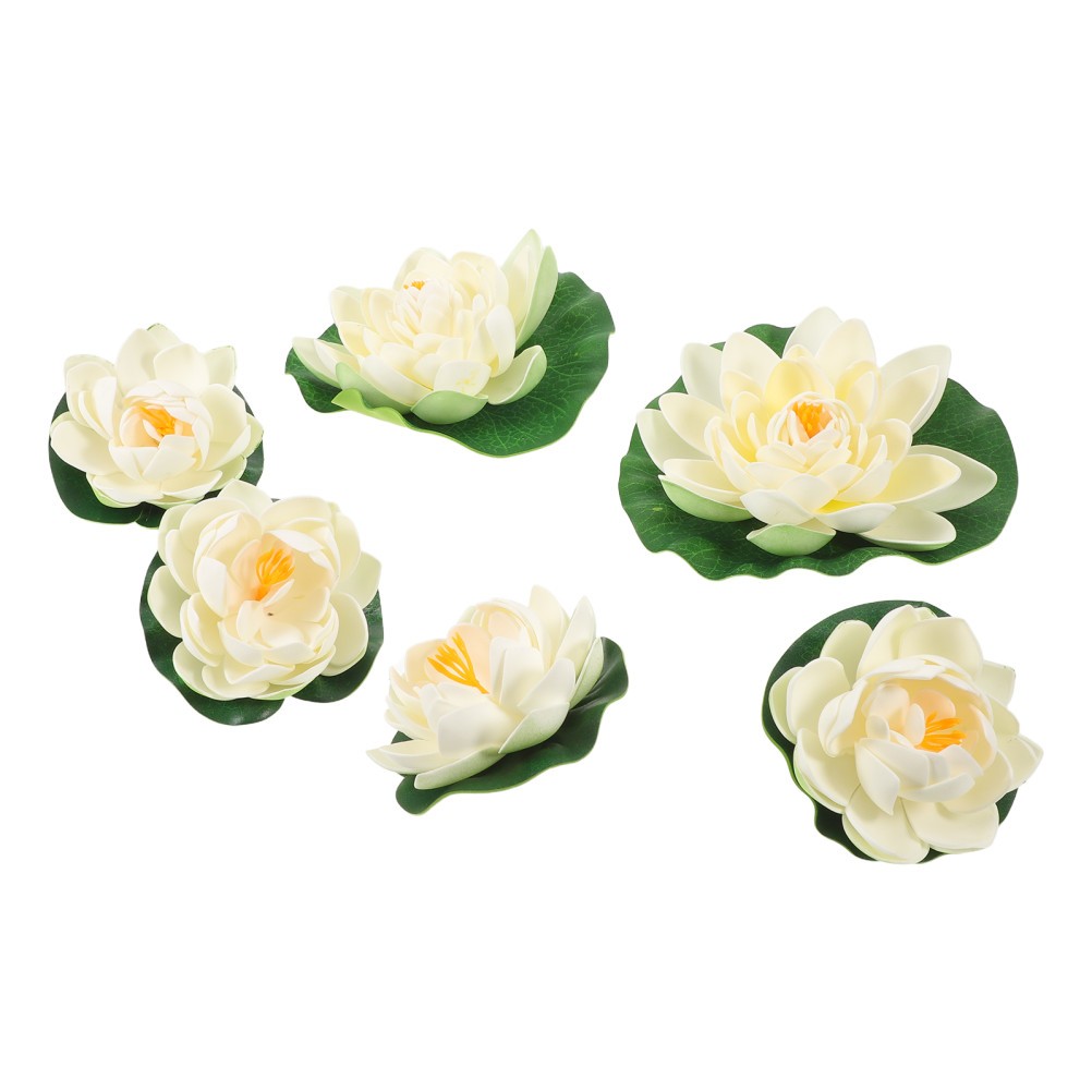 6Pcs Reusable Foam Lotus Flowers Floating Water Lily Pads for Garden Pond Decor