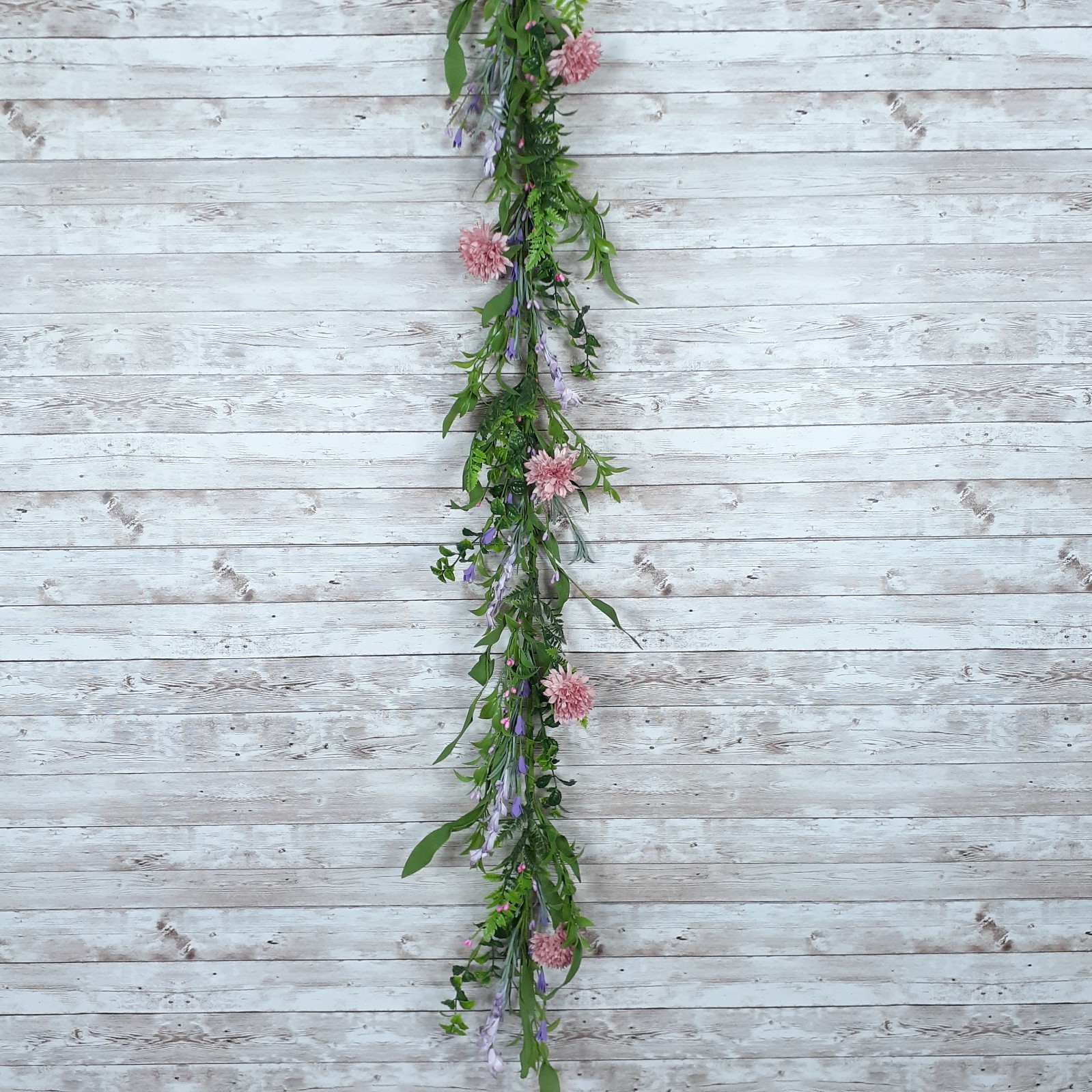 Faux Floral Garland 50 inch Pink Chrysanthemum Purple Flower