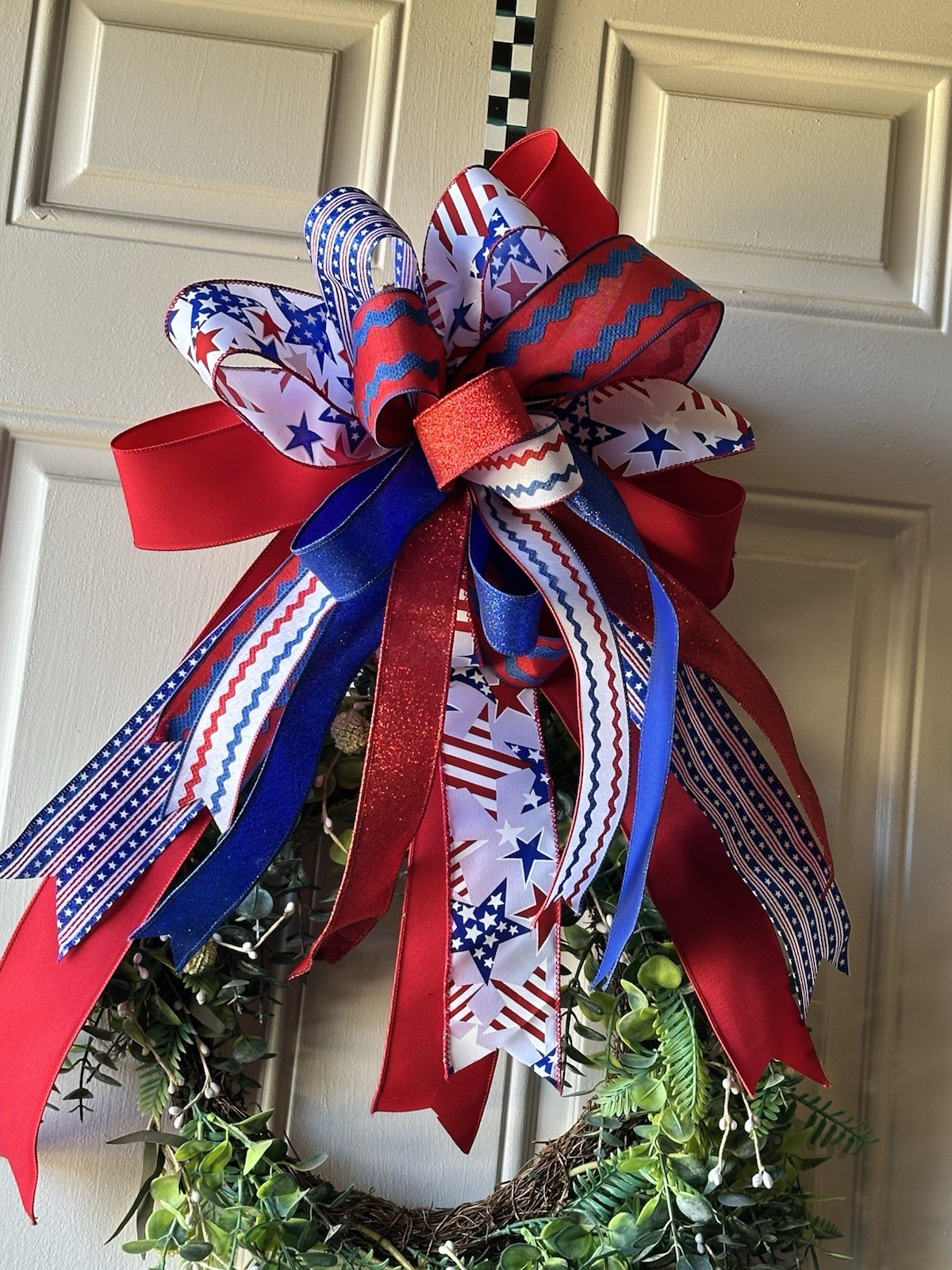 Patriotic Custom Bow Red, White, And Blue FUN Patterns Bow Only