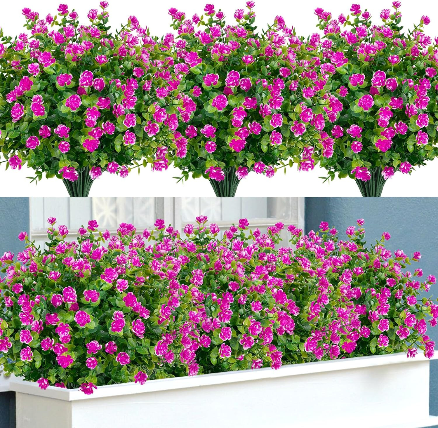 20 Bundles Artificial Flowers for Outdoors, UV Resistant Faux Plants Outdoor Ind