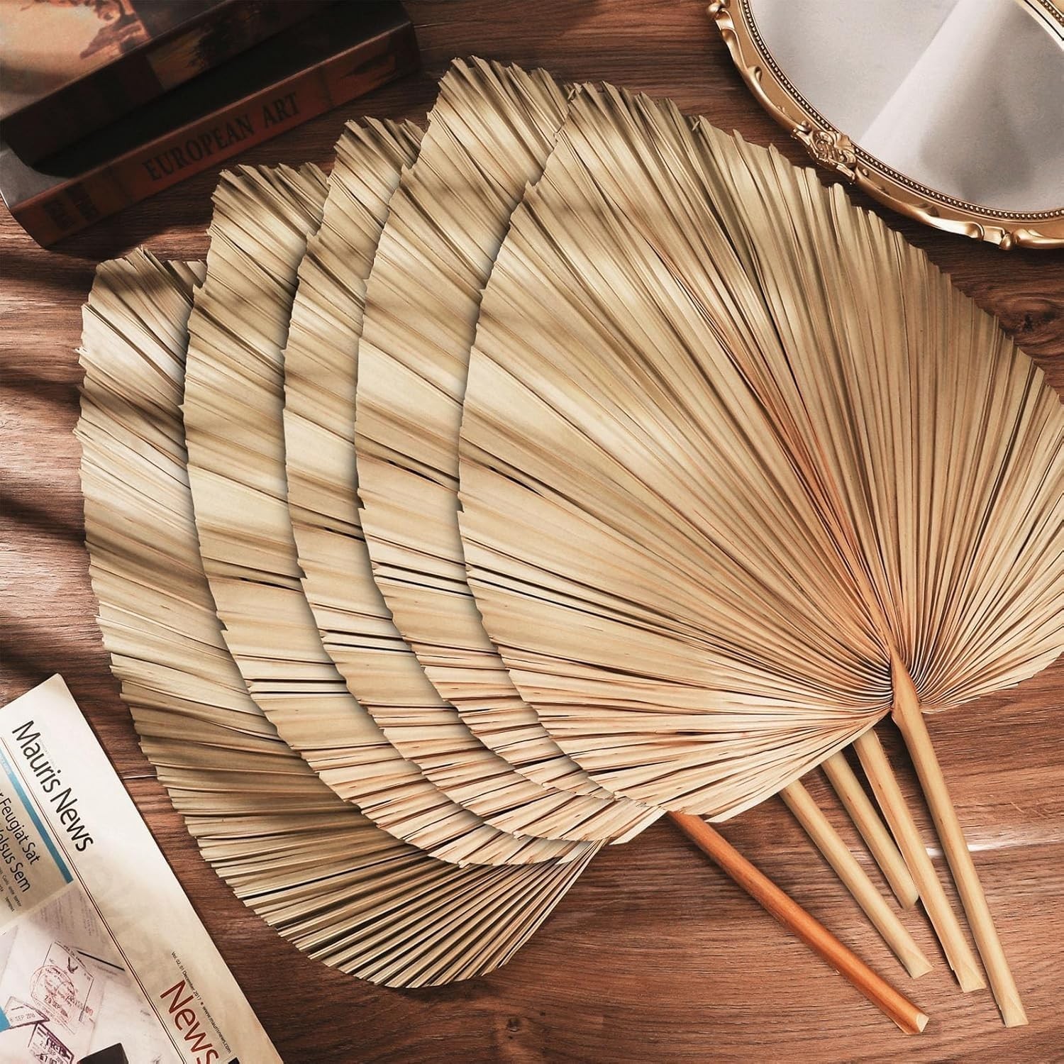 Natural Dried Palm Leaves, 17.3 Inch, 10 Pieces, Beige and Brown, for Wedding…